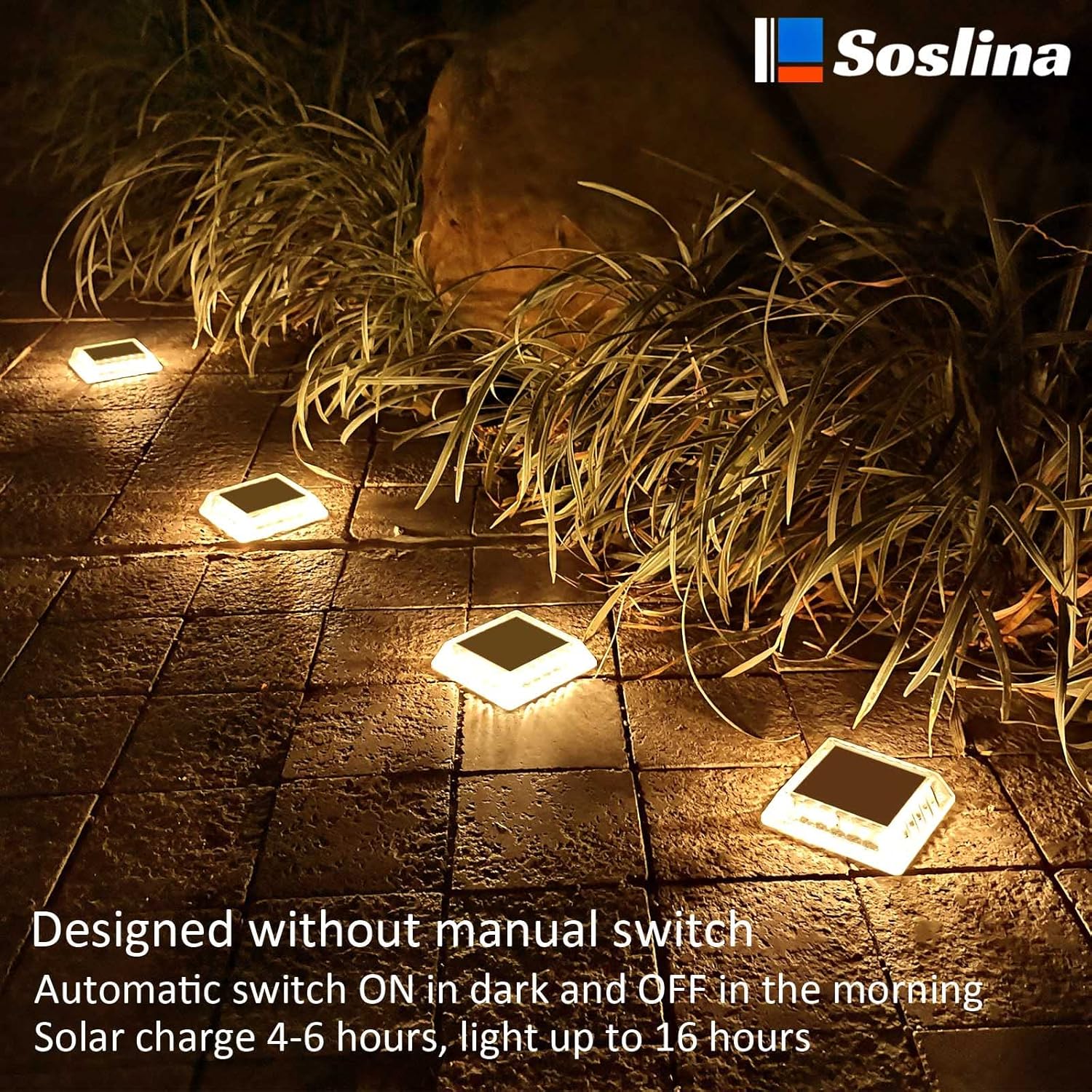  Solar Decking Lights, Solar Ground Lights Outdoor Garden Solar Powered Step Lights Waterproof Solar Lights for Garden Sidewalk Runway Fence Patio Pathway Drive