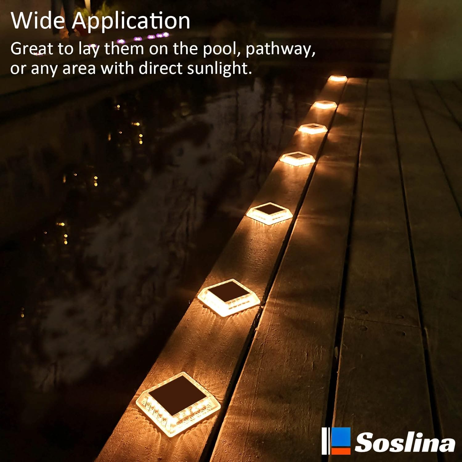  Solar Decking Lights, Solar Ground Lights Outdoor Garden Solar Powered Step Lights Waterproof Solar Lights for Garden Sidewalk Runway Fence Patio Pathway Drive