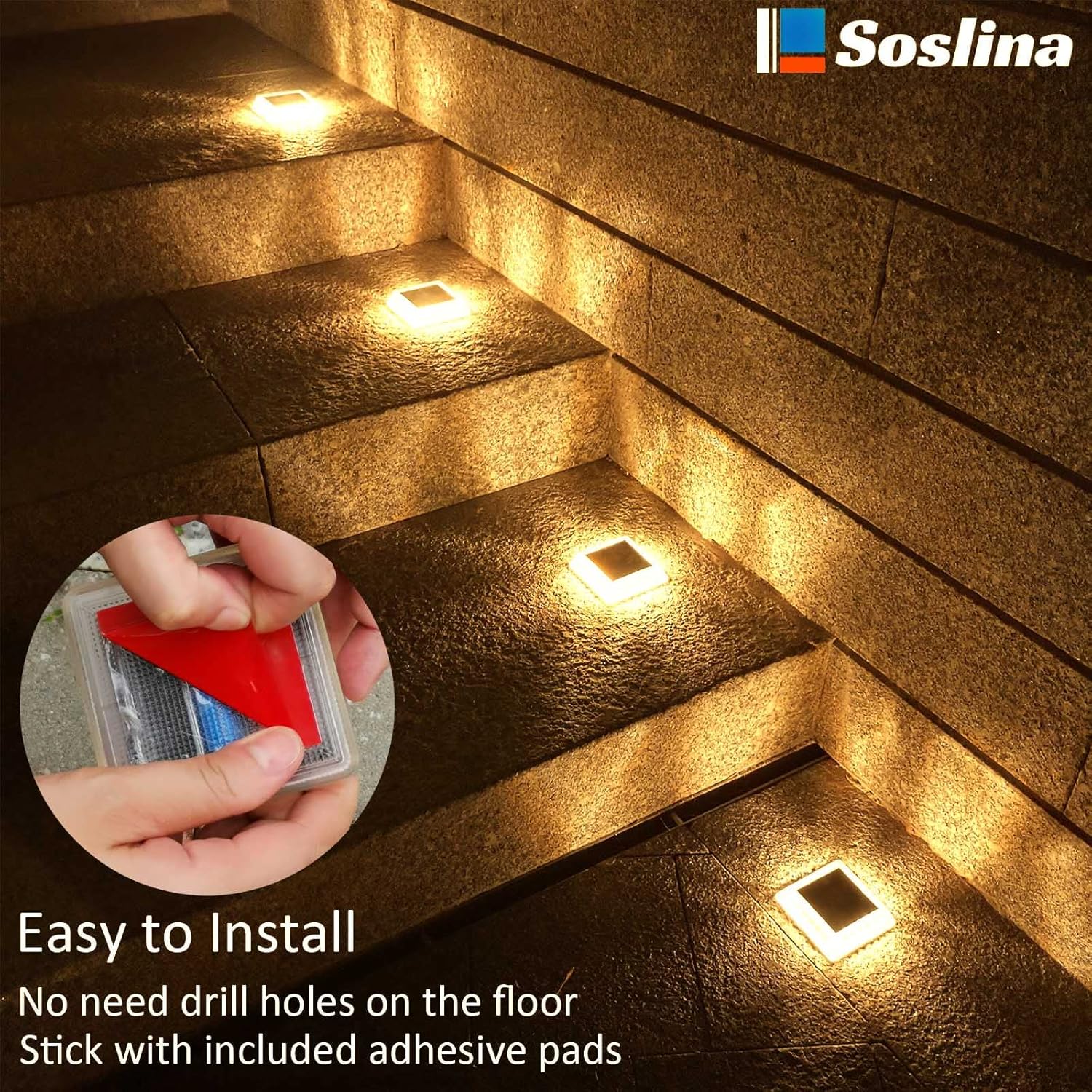  Solar Decking Lights, Solar Ground Lights Outdoor Garden Solar Powered Step Lights Waterproof Solar Lights for Garden Sidewalk Runway Fence Patio Pathway Drive