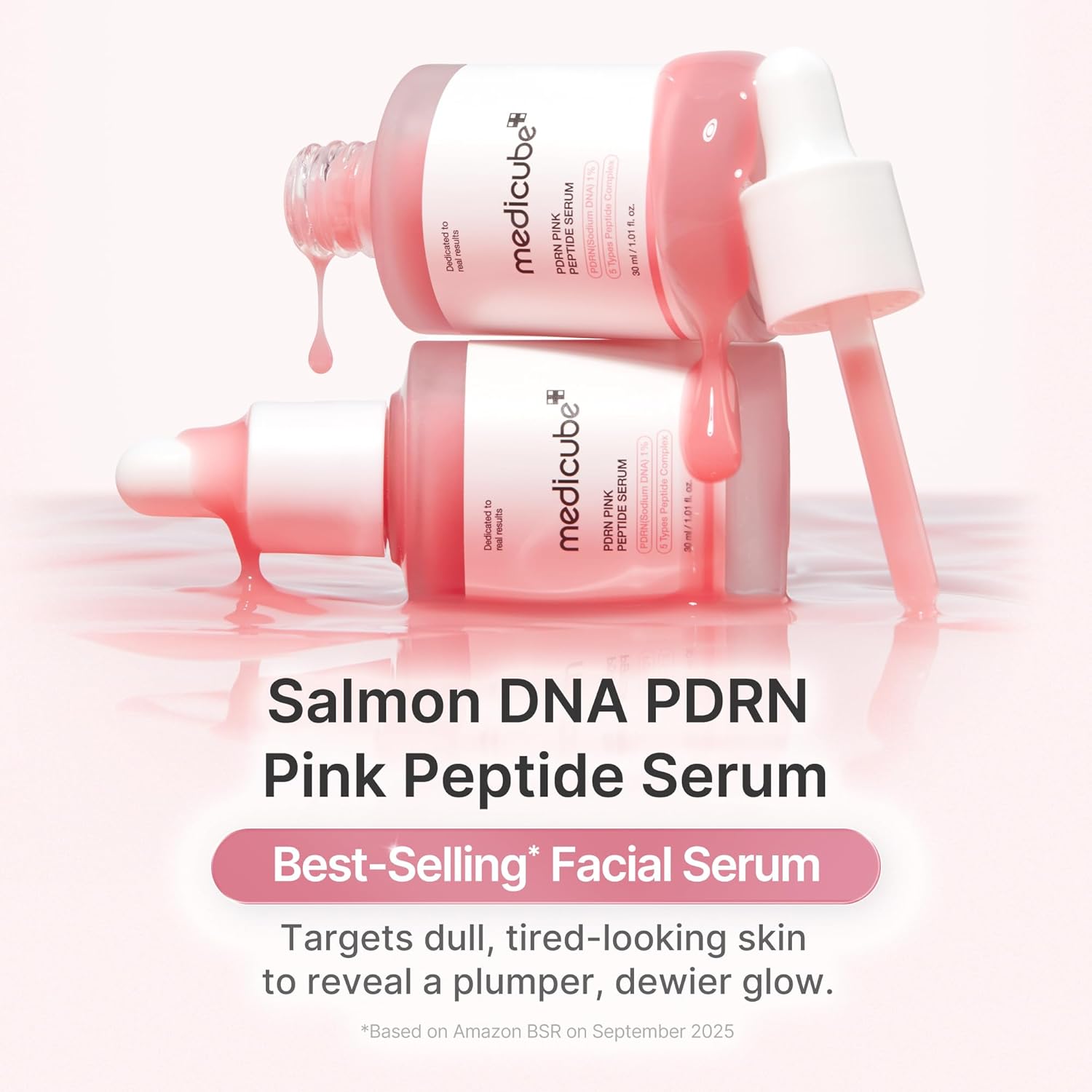 medicube Salmon DNA PDRN Pink Peptide Serum Pink Glow Serum Peptide Niacinamide Hydrating Moisturising Firming Uneven Skin Tone Resilience Korean Skincare 30ml