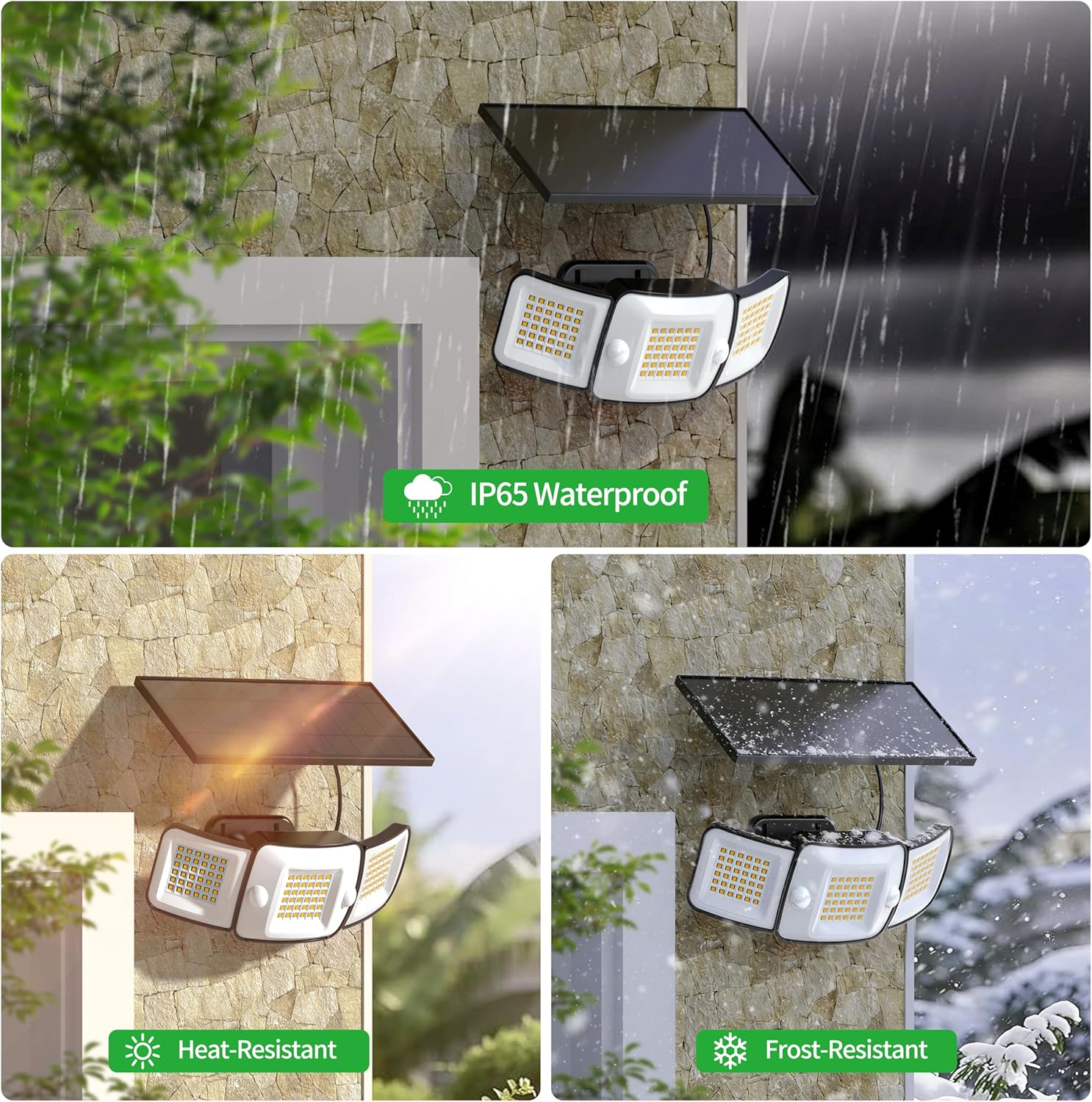 Solar Security Flood Lights Outdoor Motion Sensor with Remote Control Waterproof Outdoor Solar Light Warm White with 2.7m Cable for Garden Garage shed