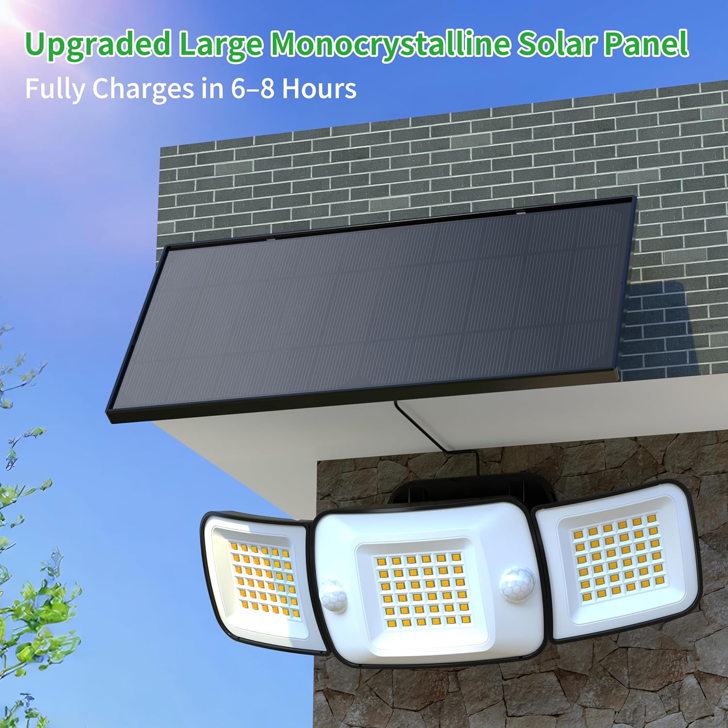 Solar Security Flood Lights Outdoor Motion Sensor with Remote Control Waterproof Outdoor Solar Light Warm White with 2.7m Cable for Garden Garage shed