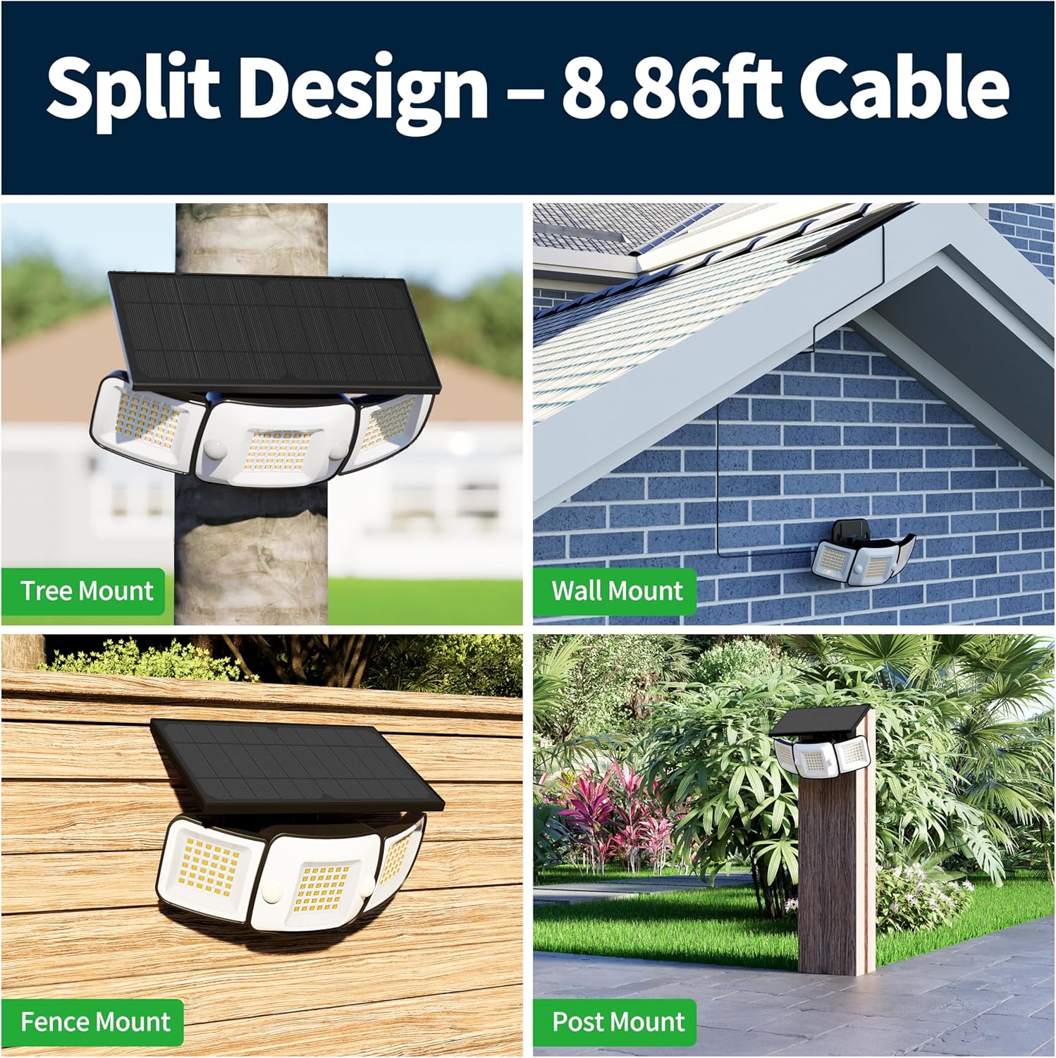Solar Security Flood Lights Outdoor Motion Sensor with Remote Control Waterproof Outdoor Solar Light Warm White with 2.7m Cable for Garden Garage shed