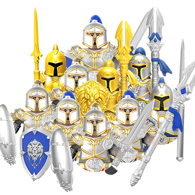 Medieval Knight Orcs Warrior Elves Figures Building Blocks Army Armored Soldiers Shield Weapons Bricks Toys