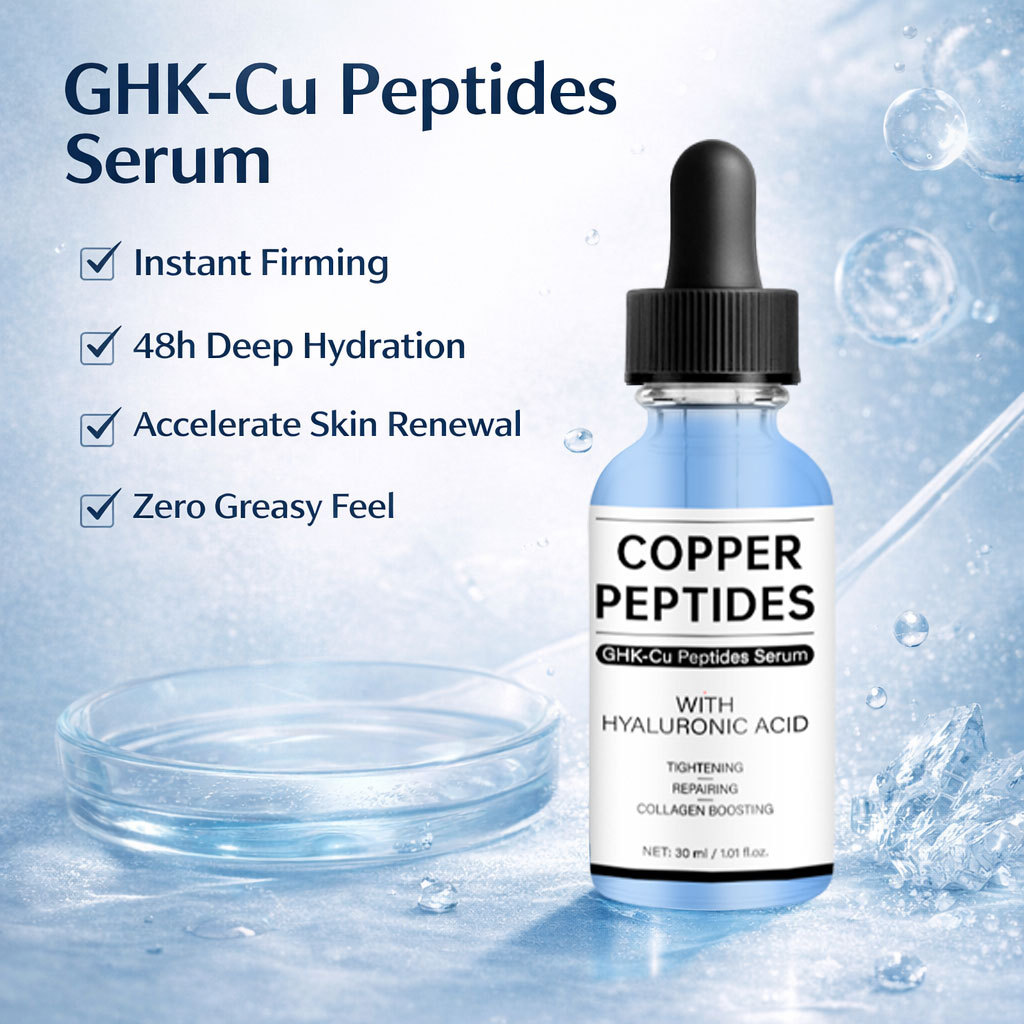 GHK Cu Peptide Serum For Instant Firming Deep Hydration Skin Renewal And Zero Greasy Face Treatment