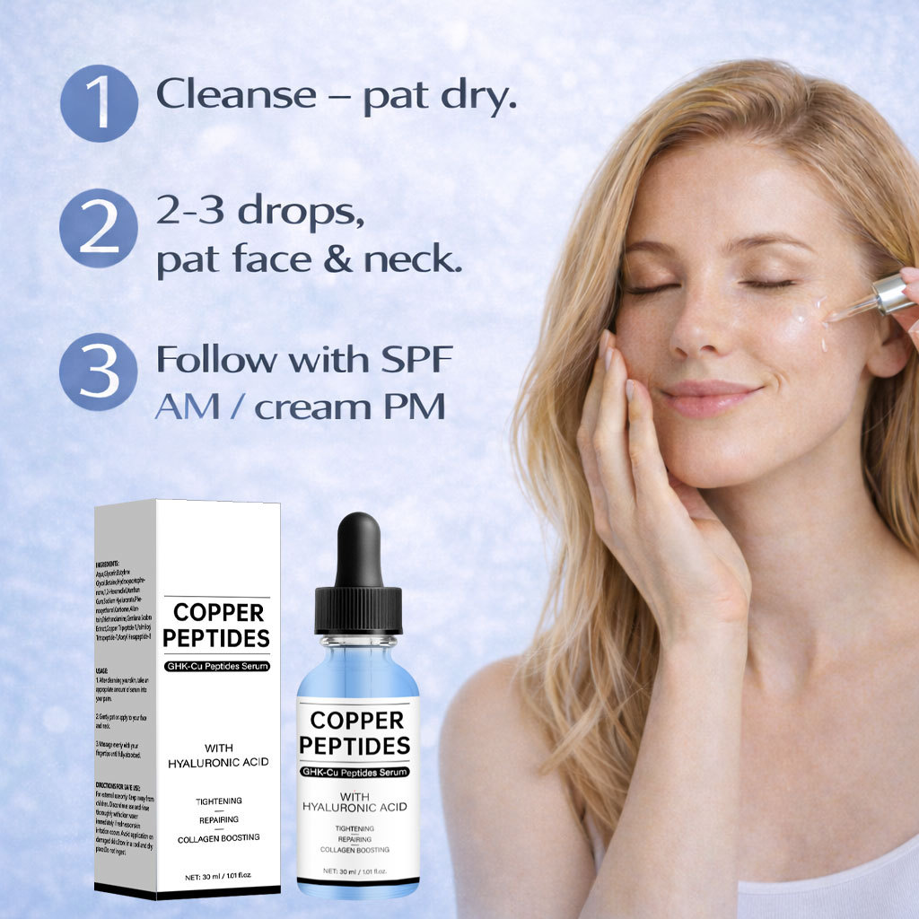 GHK Cu Peptide Serum For Instant Firming Deep Hydration Skin Renewal And Zero Greasy Face Treatment