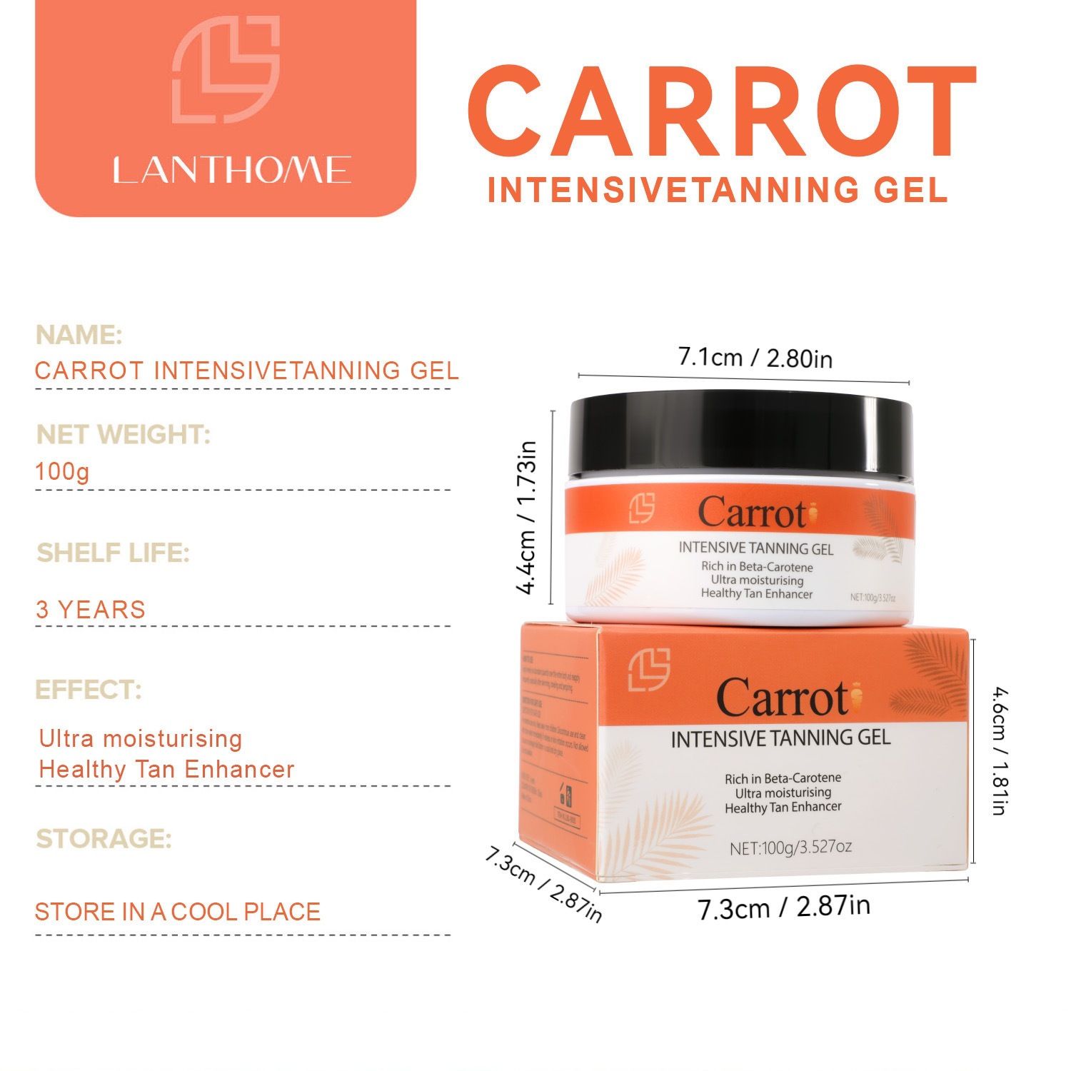 Carotene Self Tanning Gel Natural Bronze Glow Moisturising Easy Application for Full Body Home Use Natural 100ml