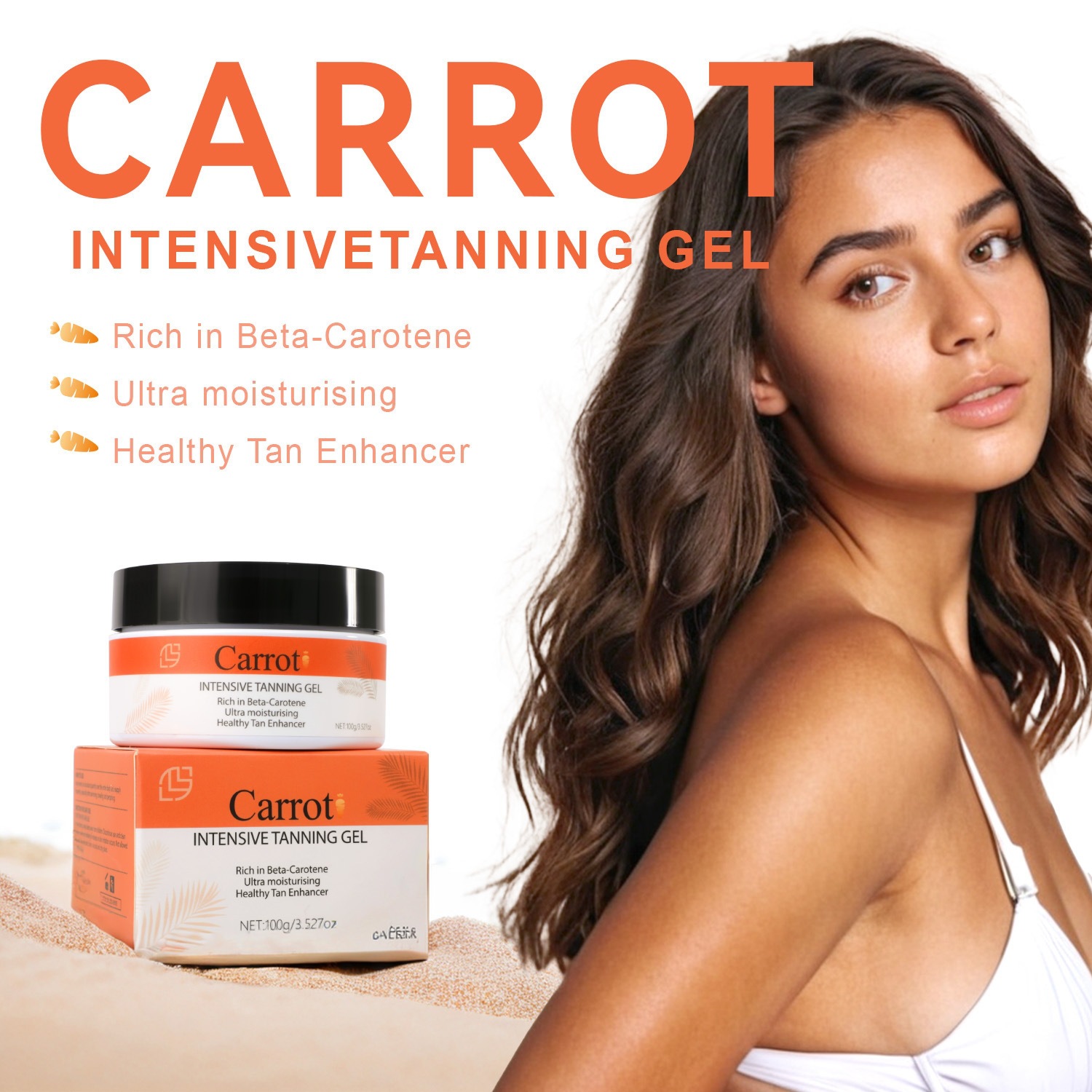 Carotene Self Tanning Gel Natural Bronze Glow Moisturising Easy Application for Full Body Home Use Natural 100ml