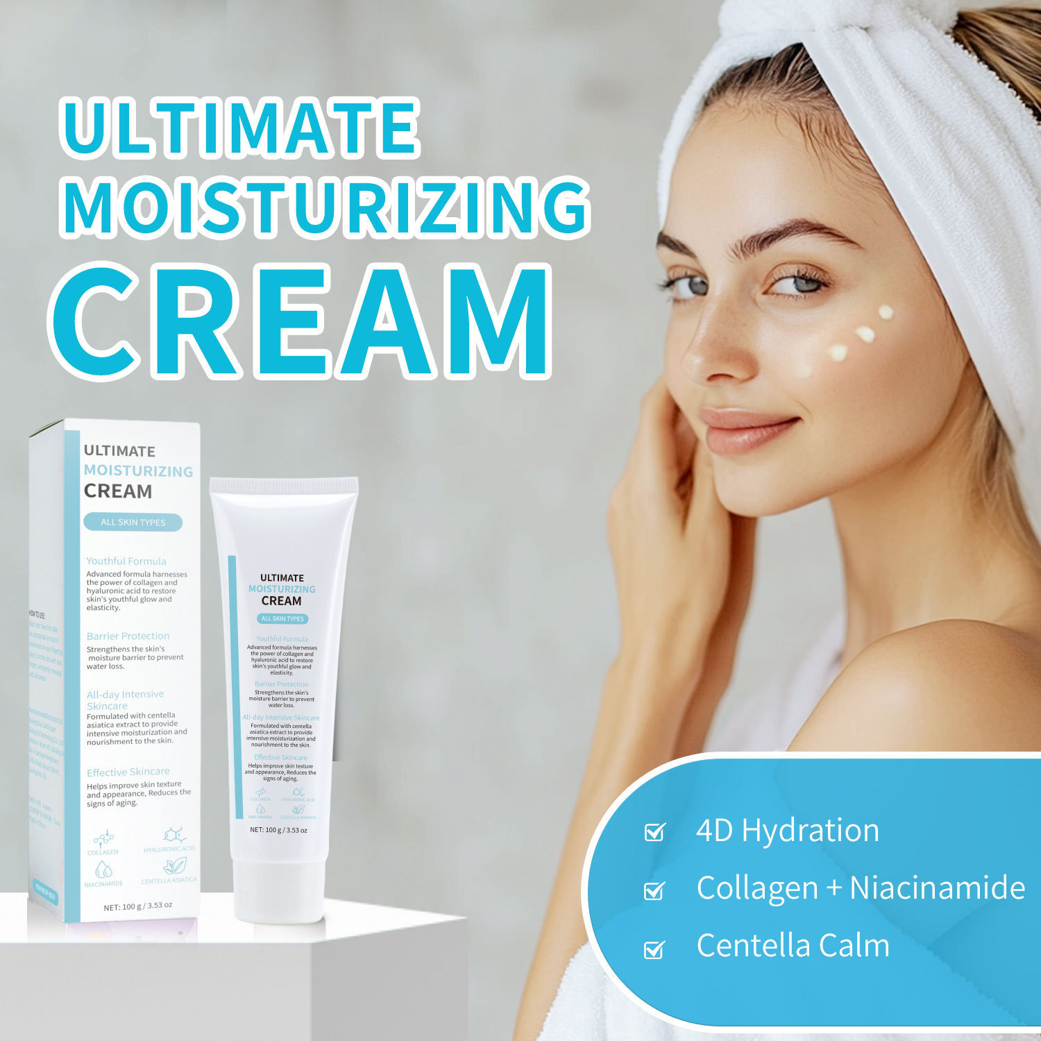 Youth Formula Ultimate Moisturizing Cream Niacinamide Collagen Sodium Hyaluronate Centella For Deep Hydration Firming And Daily Anti Aging Face Care 100g
