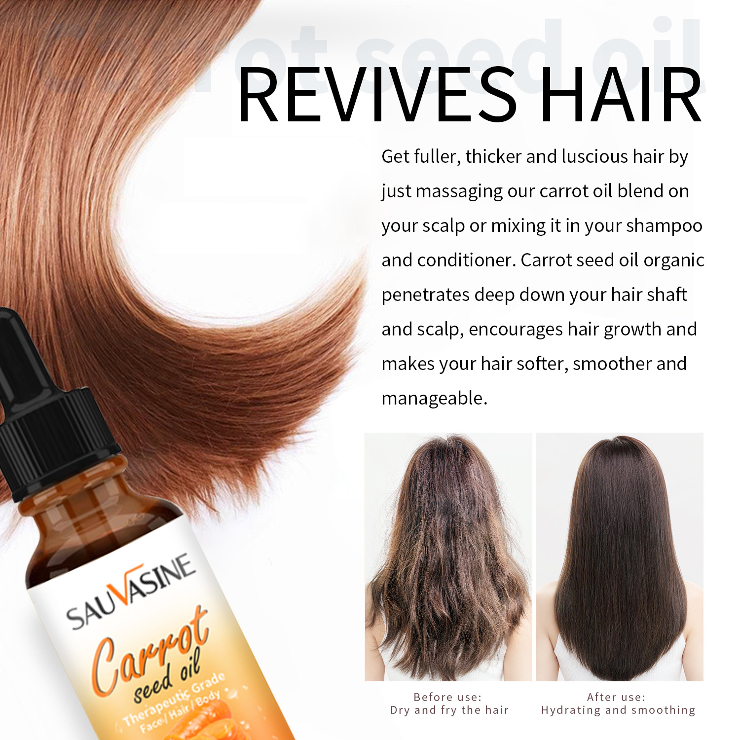Leave In Hair Oil Smoothing Nourishing For Dry Damaged Frizzy Hair Daily Styling Treatment 30ml