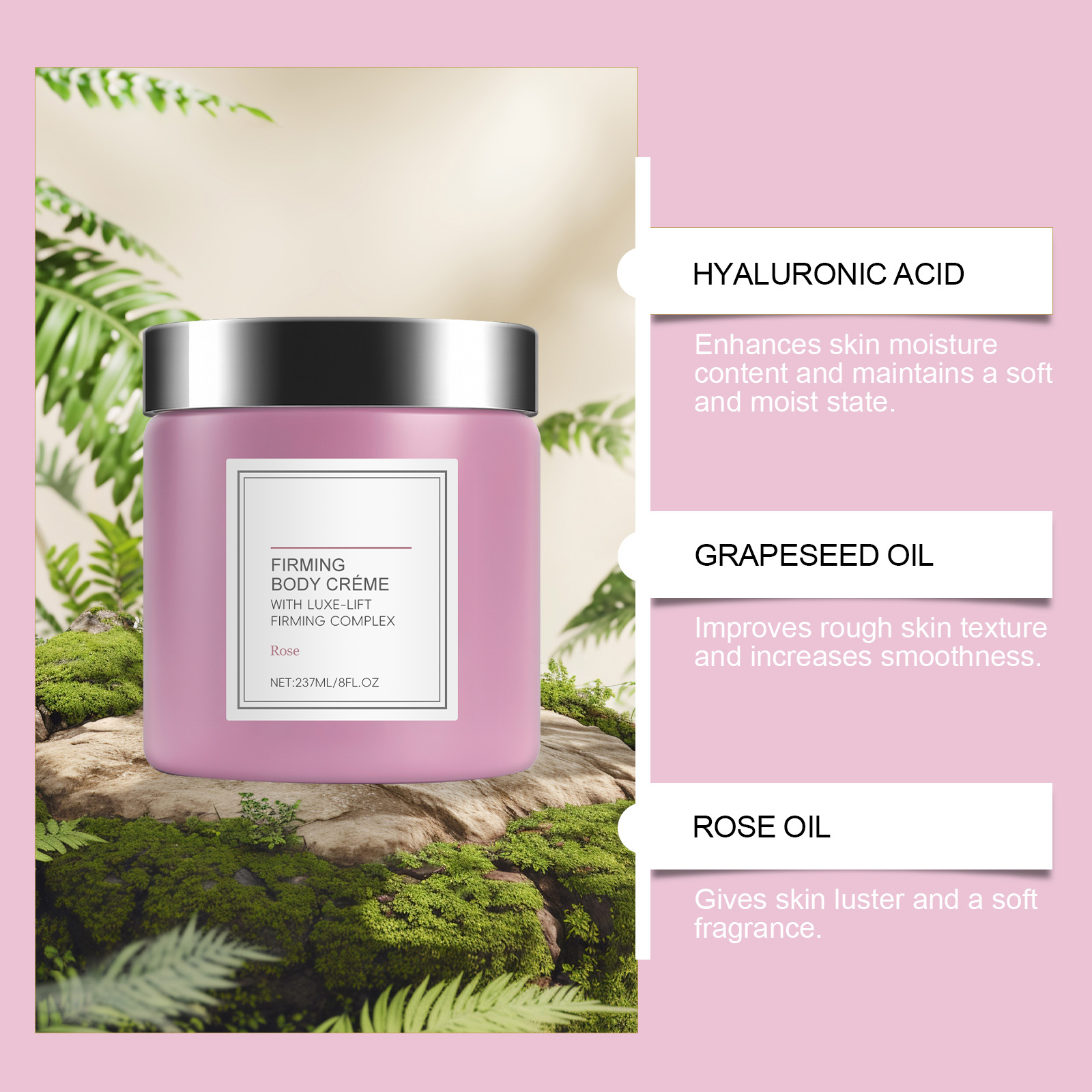 Rose Scent Body Moisturizing Cream Hydrating Gentle Soft Light Non Sticky Floral Skin Care Lotion