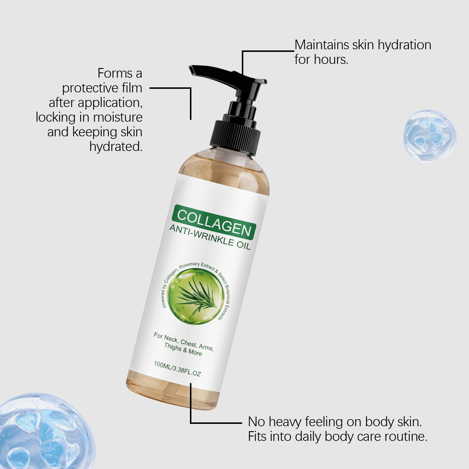 Collagen Moisturizing Hydrating Soft Silky Light Care Oil For Dry Skin Daily Body Nourish Maintain Smooth