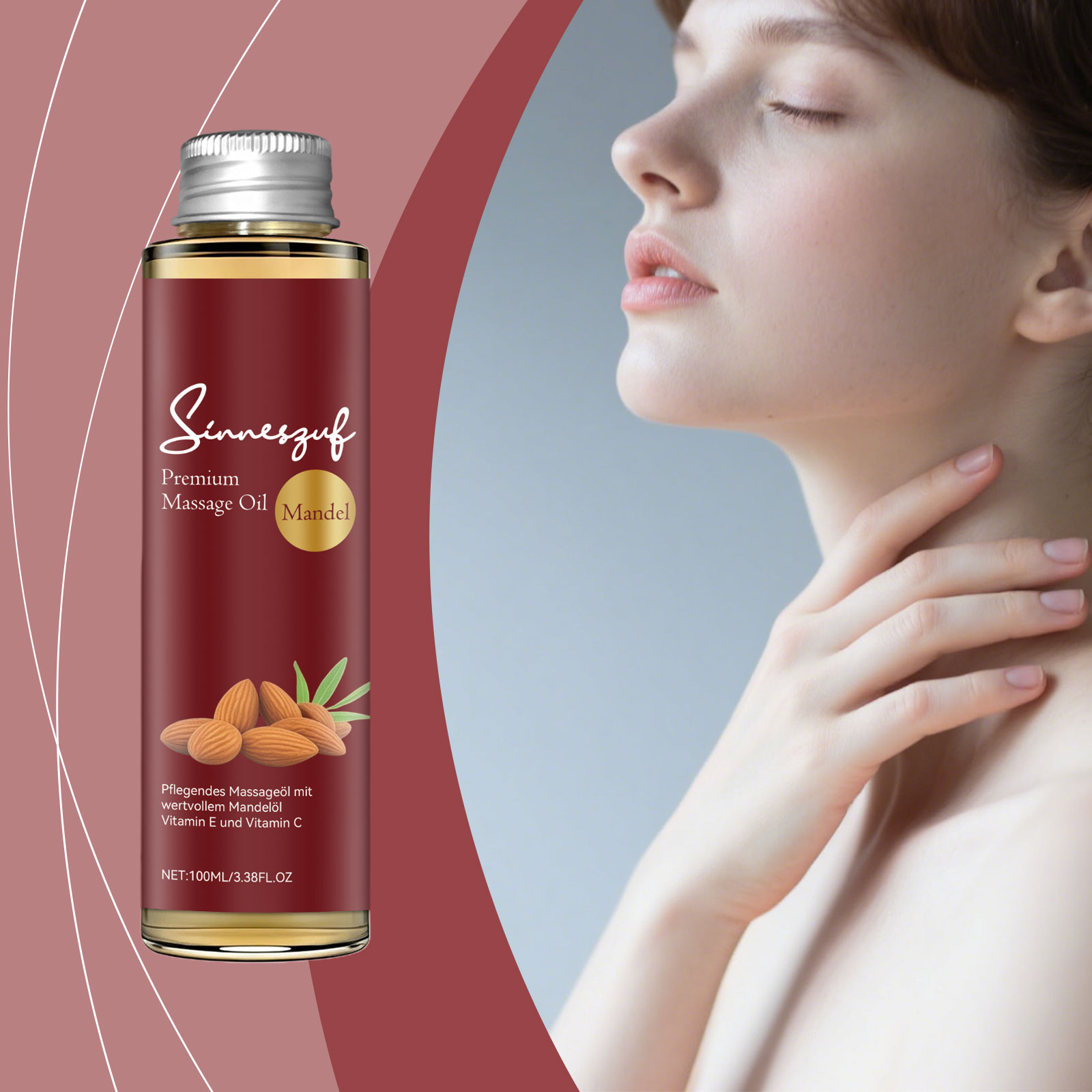 Body Massage Oil Daily Mild Moisturizing Skin Care Nourishing Almond Ingredient For Whole Skin Use