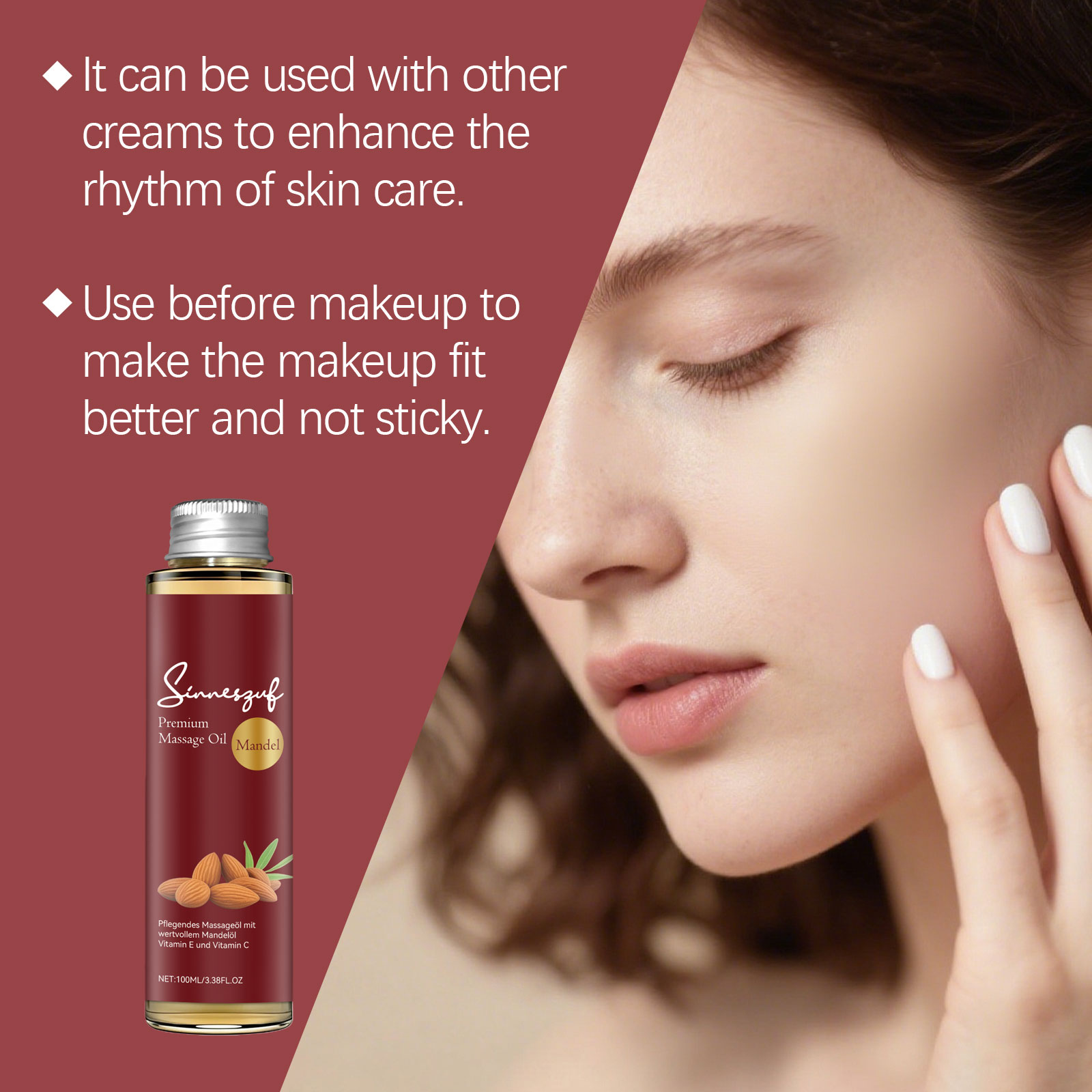 Body Massage Oil Daily Mild Moisturizing Skin Care Nourishing Almond Ingredient For Whole Skin Use