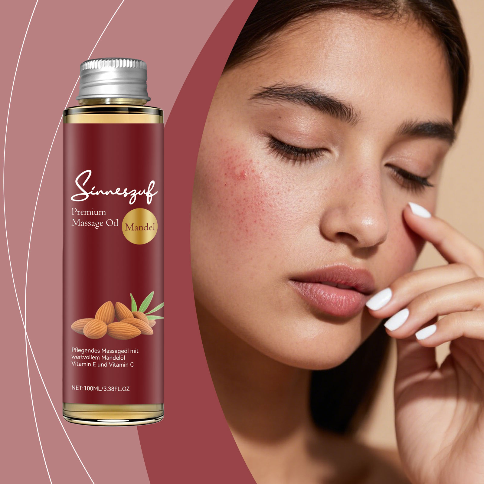 Body Massage Oil Daily Mild Moisturizing Skin Care Nourishing Almond Ingredient For Whole Skin Use