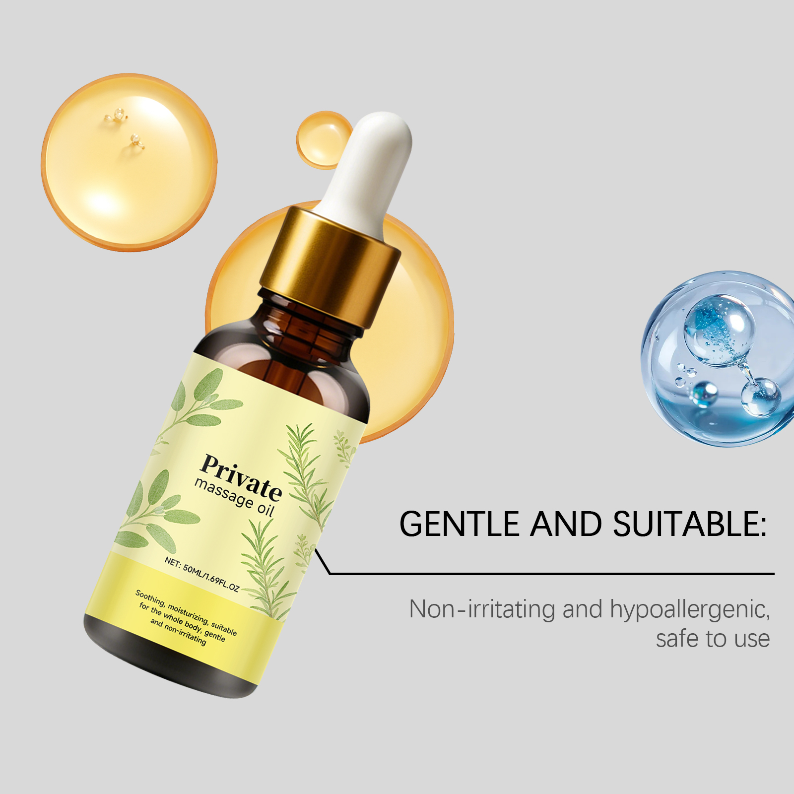 Private Hair Massage Essential Oil Nourish Repair Soothe Moisturize Natural Plant Extract Mild Skin Friendly Human Private Body Hair Daily Care Maintenance