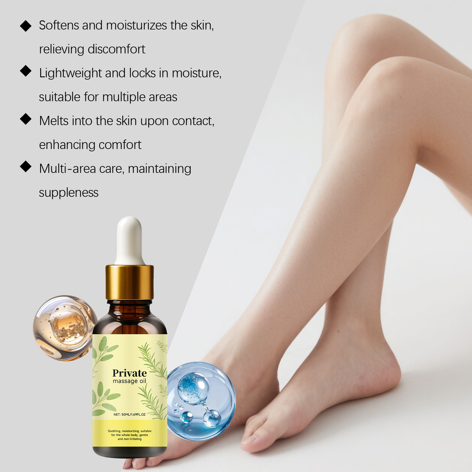 Private Hair Massage Essential Oil Nourish Repair Soothe Moisturize Natural Plant Extract Mild Skin Friendly Human Private Body Hair Daily Care Maintenance