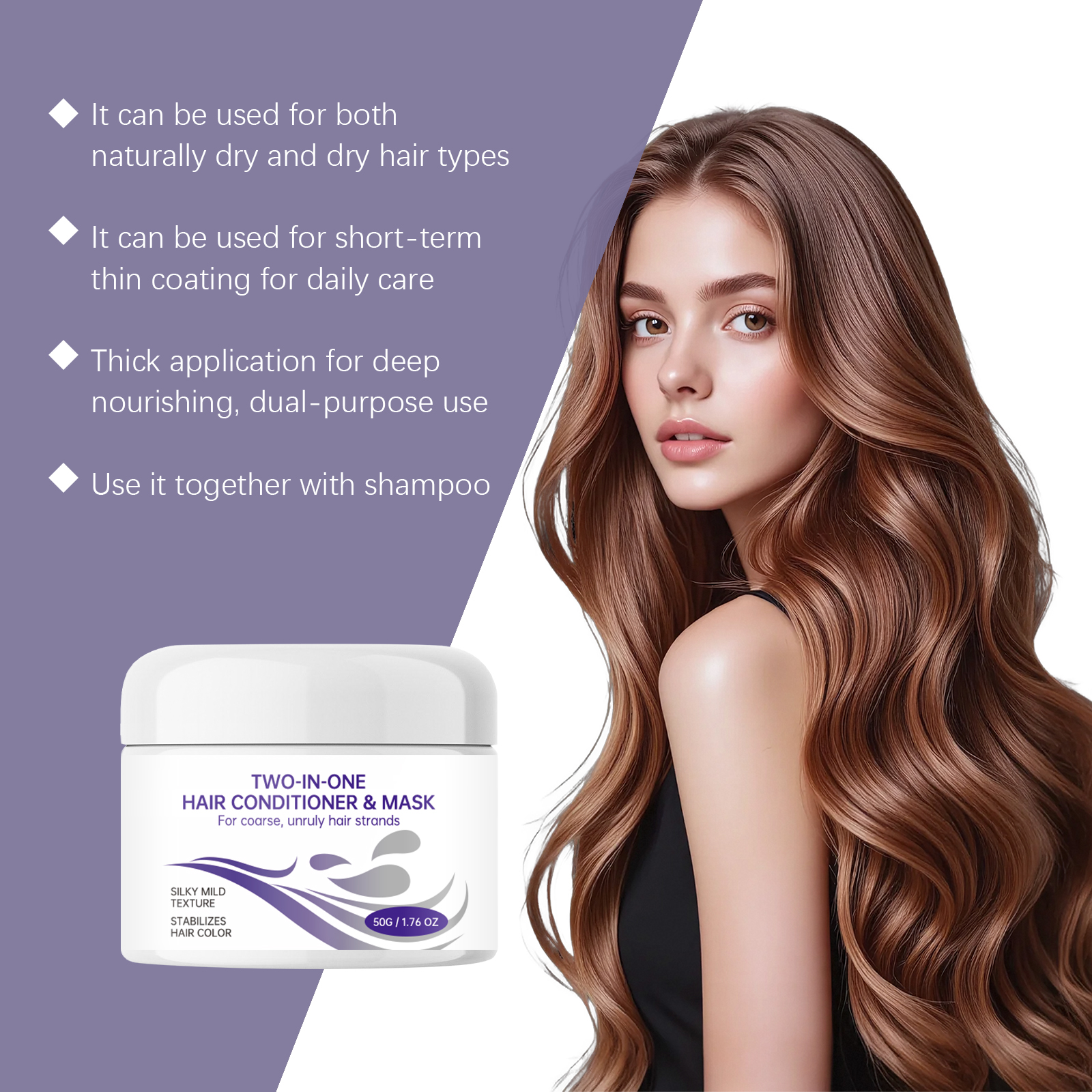 Two In One Hair Conditioner Mask Smooth Moisturizing Water Lock Repair Dry Frizzy Hair Daily Care