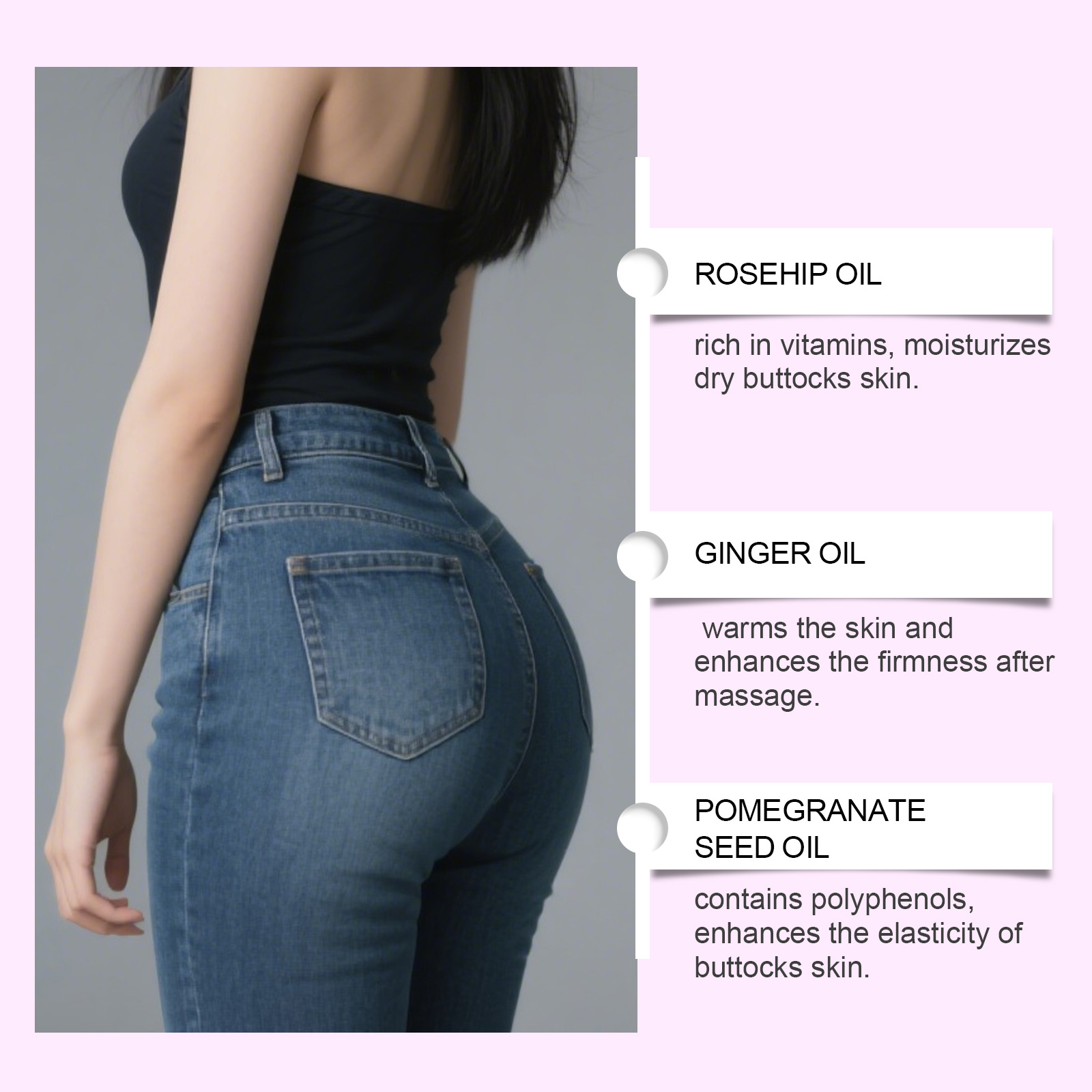 Buttocks Care Oil Moisturizing Lifting Elastic Mild Care Nourishing Massage Plump Soft Skin