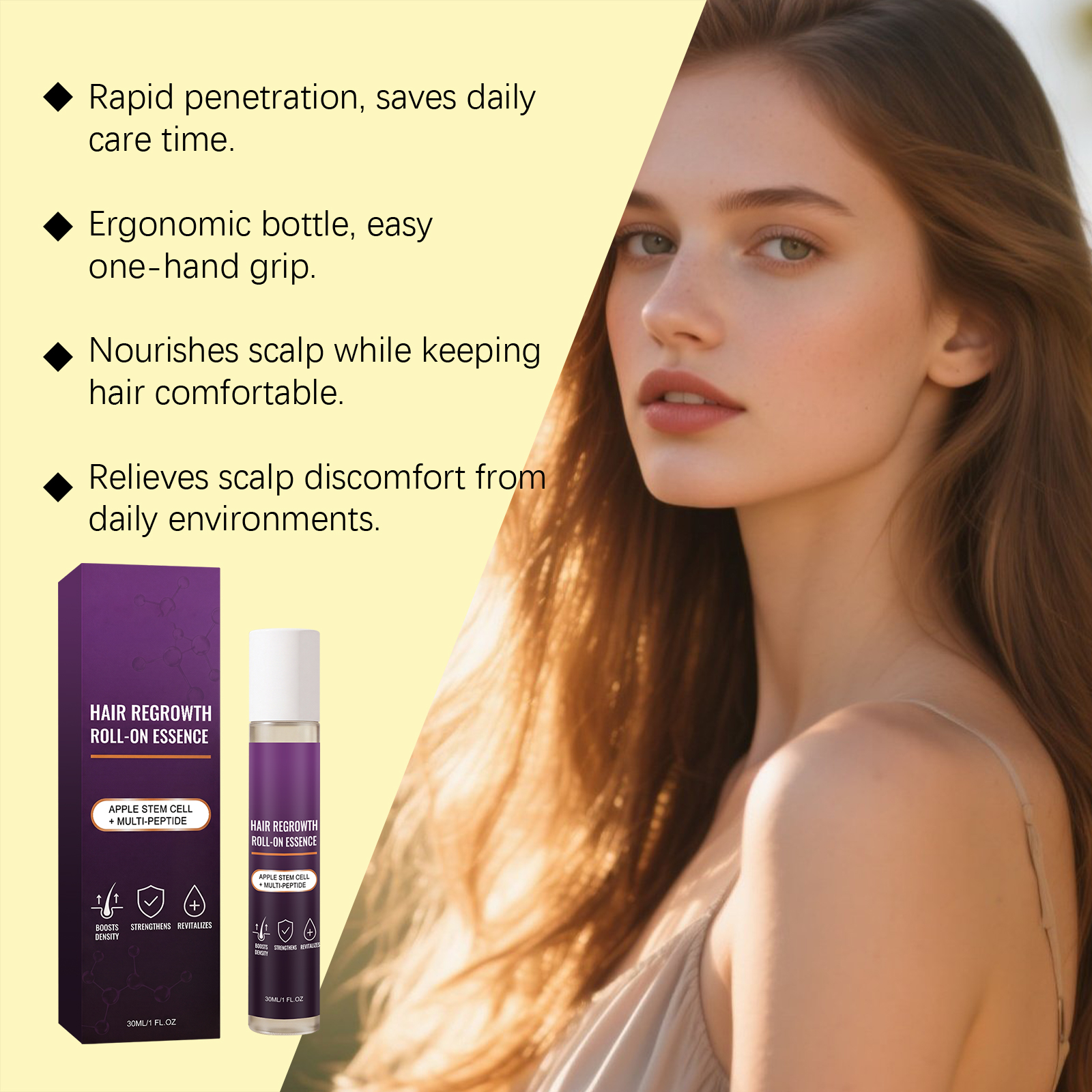 Hair Nourishing Care Roller Root Strengthening Smoothing Balancing Soft Portable Rolling Massager