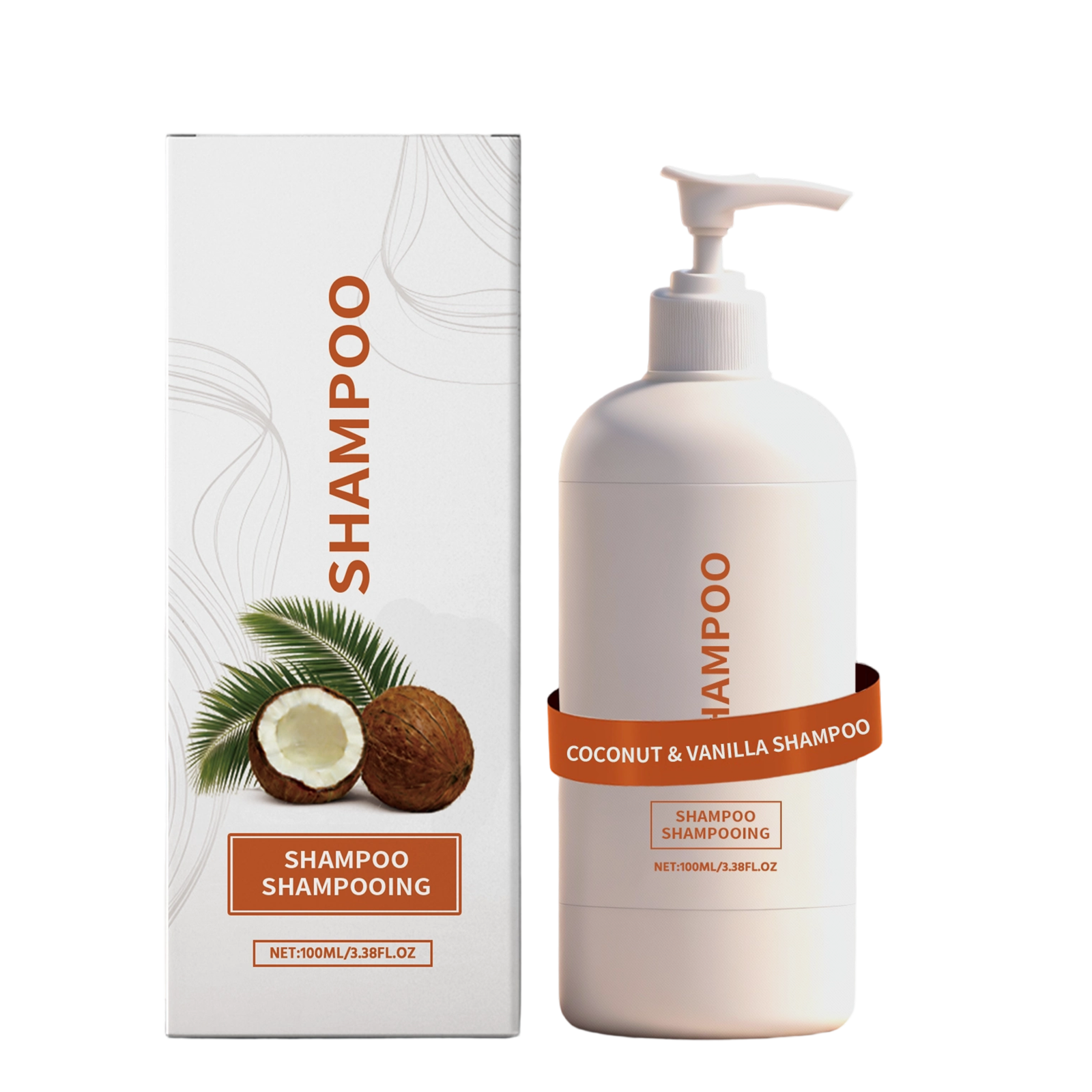 Coconut Fragrance Vanilla Shampoo Plant Extract Oil Control Fluffy Hair Cleaning Hydrating Soft Care Refreshing Non Sticky
