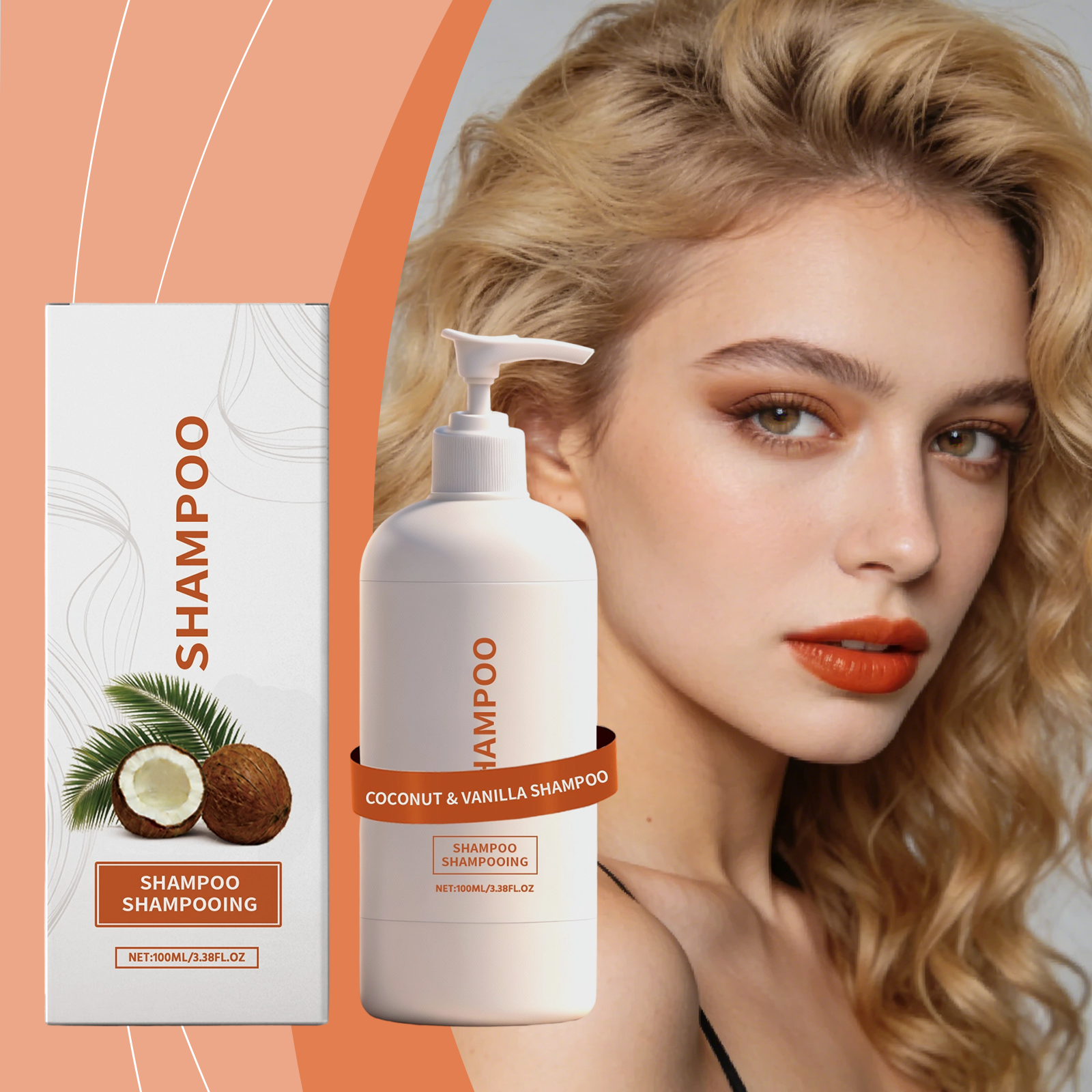 Coconut Fragrance Vanilla Shampoo Plant Extract Oil Control Fluffy Hair Cleaning Hydrating Soft Care Refreshing Non Sticky