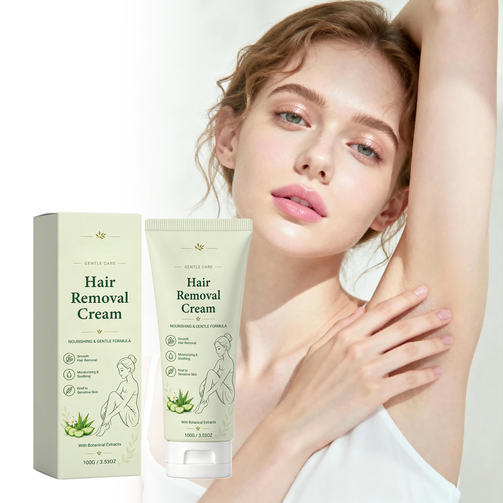 Mild Soft Depilatory Cream Gentle Clean Body Hair Fresh Odorless Refreshing Nonsticky Comfort Care