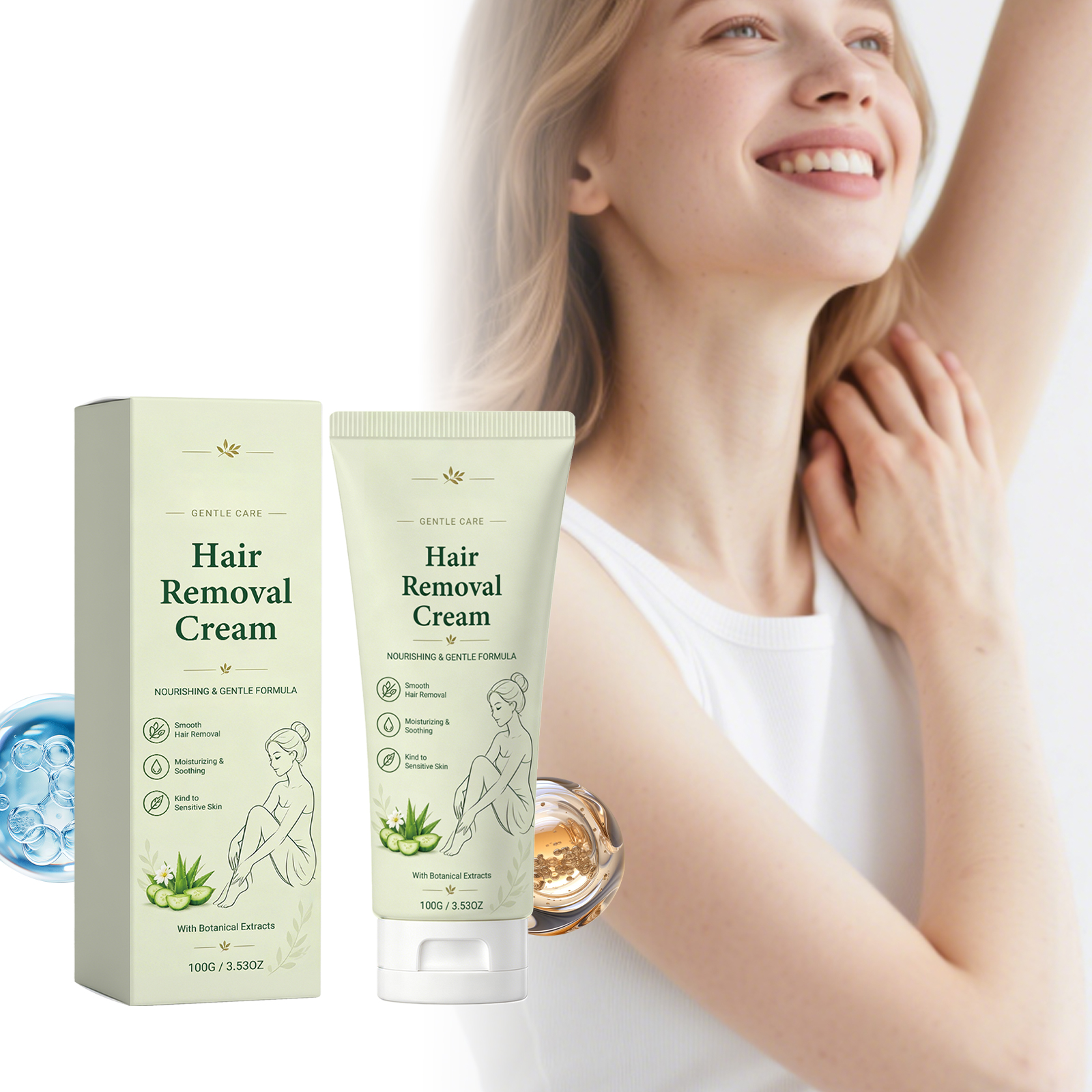 Mild Soft Depilatory Cream Gentle Clean Body Hair Fresh Odorless Refreshing Nonsticky Comfort Care