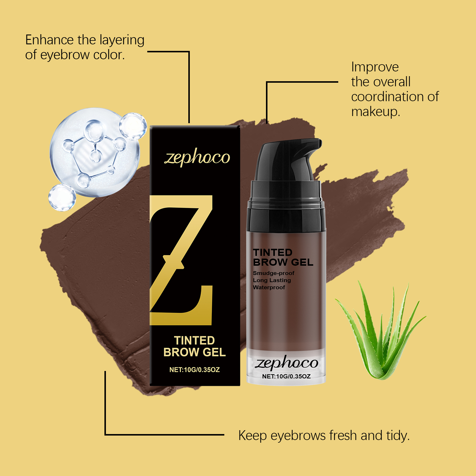 Eyebrow Tint Gel Dark Brown Long Lasting Color Firm Shaping Clear Three Dimensional Eyebrow Personalized Makeup