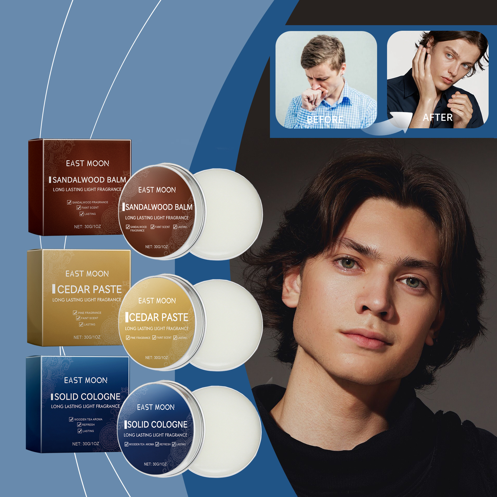 Solid Balm For Men Charming Fresh Natural Portable Long Lasting Fragrance Scent Balm