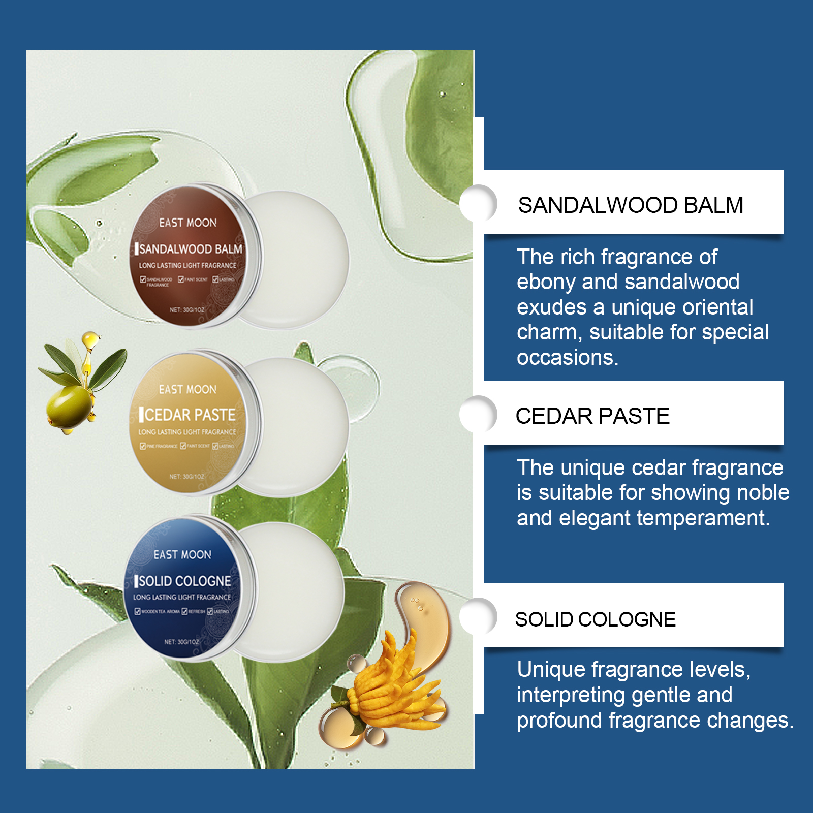 Solid Balm For Men Charming Fresh Natural Portable Long Lasting Fragrance Scent Balm