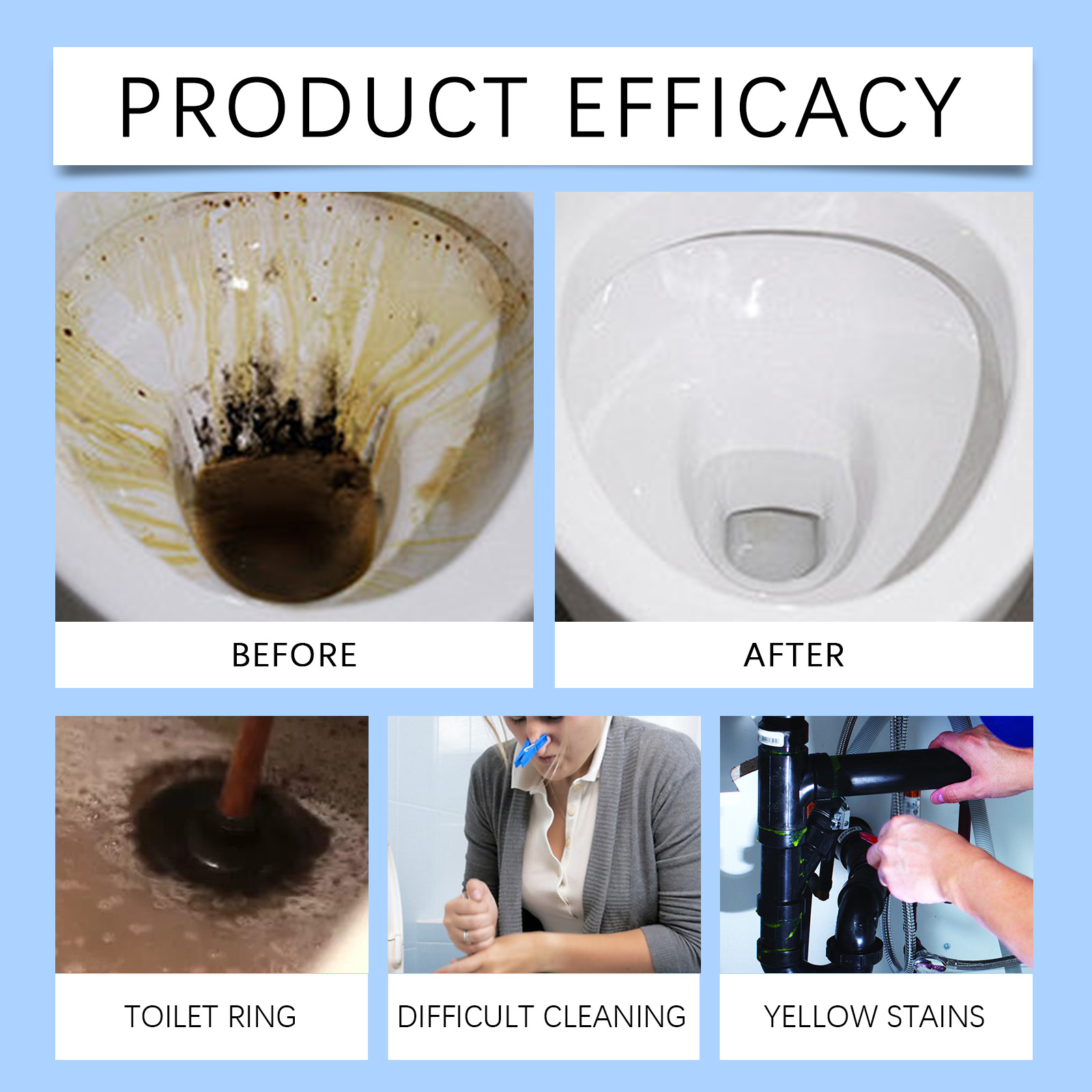 Toilet Bowl Cleaning Powder Effervescent Deep Clean Stain Remover For Bathroom Sanitation And Odor Control 1 PCS