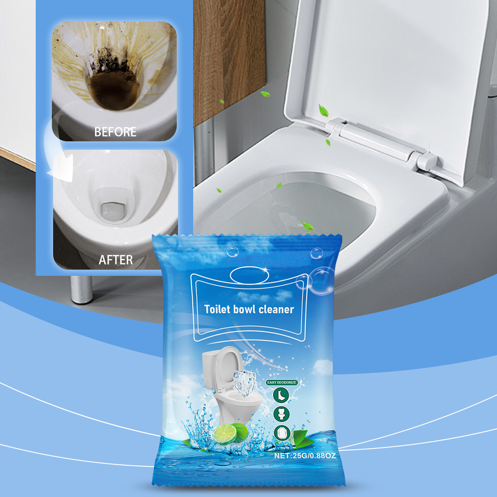Toilet Bowl Cleaning Powder Effervescent Deep Clean Stain Remover For Bathroom Sanitation And Odor Control 1 PCS