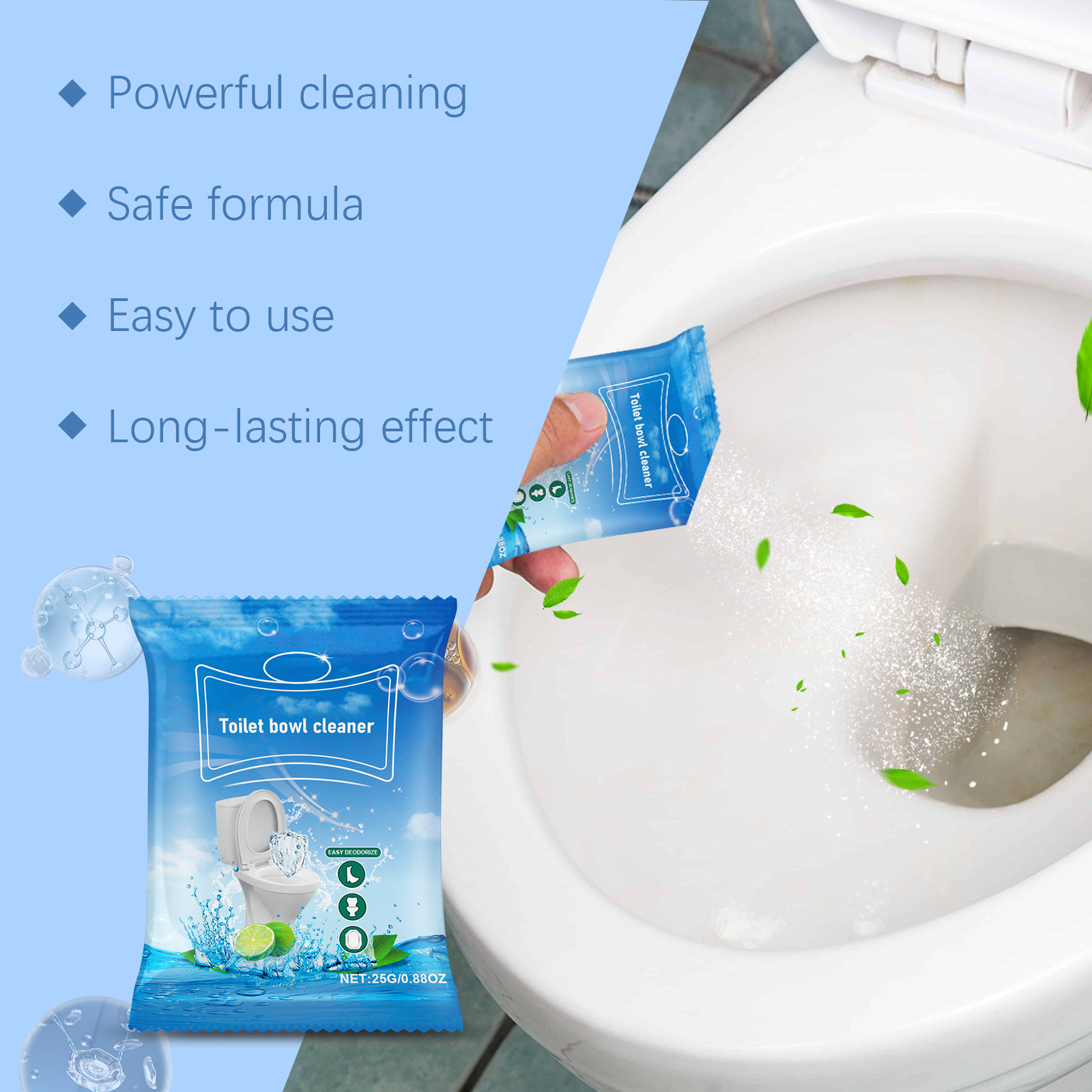 Toilet Bowl Cleaning Powder Effervescent Deep Clean Stain Remover For Bathroom Sanitation And Odor Control 1 PCS
