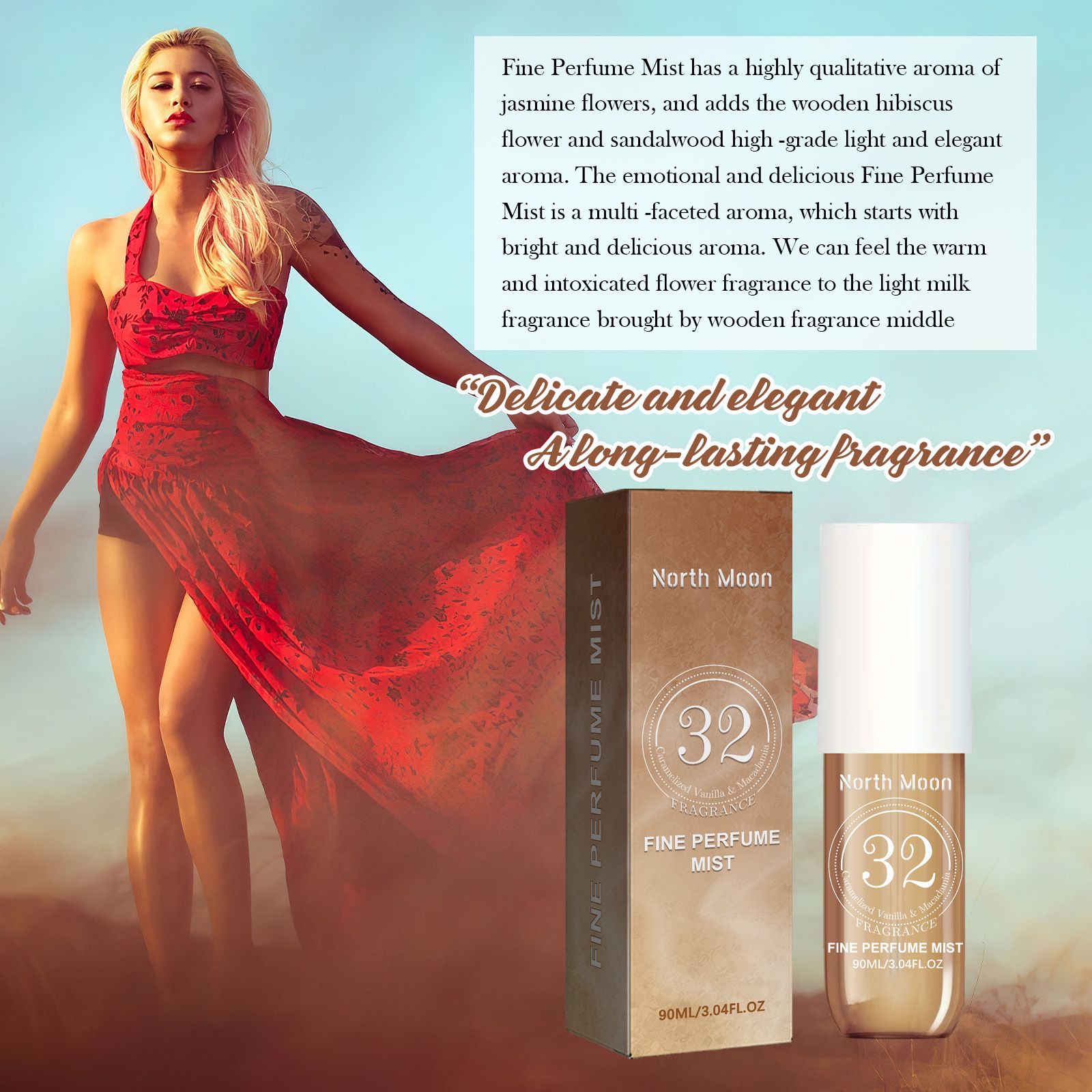 Women Perfume Spray Jasmine Sandalwood Fresh Long Lasting For Daily Wear And Dating