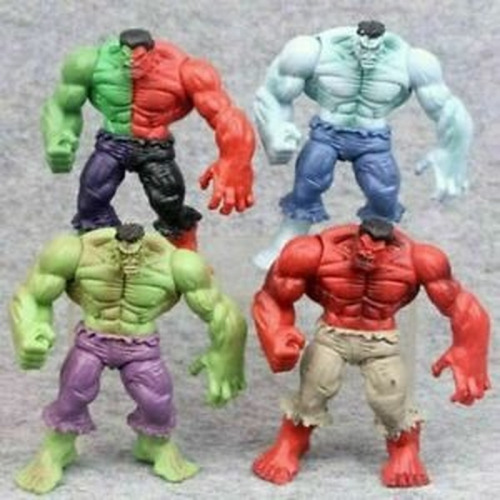 4 pcs The Incredible Avengers Hulk Green Red Action Figure Toys