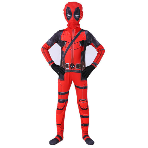 (7~8 Years) Kids Boys Superhero Costume Deadpool Full Body Halloween Party Cosplay Jumpsuit Unisex Kids Lycra Spandex Zentai Bodysuit
