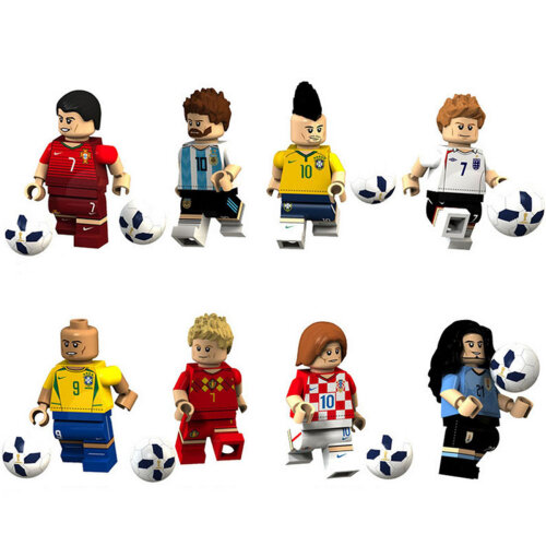 Minifigures Building Blocks Toy World Cup Football Team Series Compatible with Lego for Collection Cake Decorations Easter Eggs 8 Pcs Set