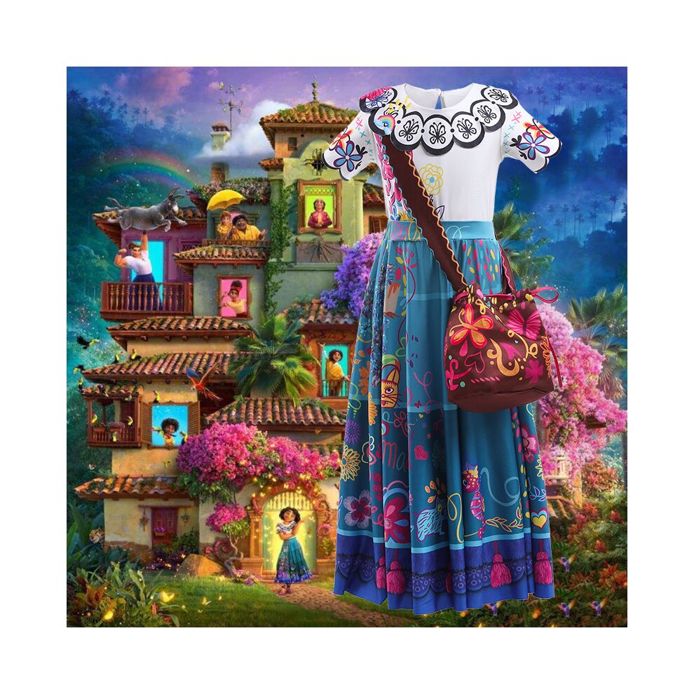 (7-8 Years) AmzBarley Mirabel Madrigal Dress | Childrens Encanto Costume Girls Skirt