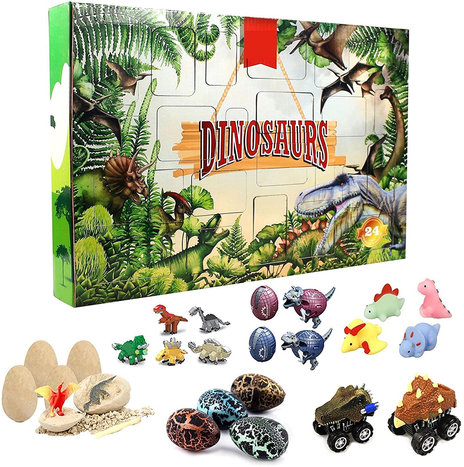 Christmas Advent Calendar 2022 Dinosaur Figures Toys 24Pcs Set Mystery Surprise Box for Countdown To Christmas Funny Early Childhood Educational Animals Toy Present and Children Xmas Gifts