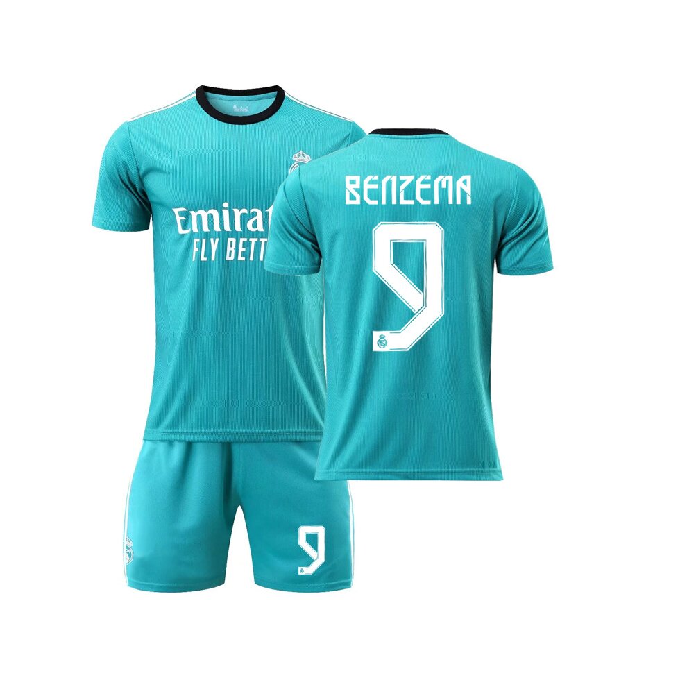 (KROOS Kids 28) Football Jersey 21-22 Real Madrid Football Club2 Green T-shirt with Number Name KROOS BENZEMA MODRIC Soccer Sports Uniforms for Adults Youths Kids Boys Outdoors Sportswear Training