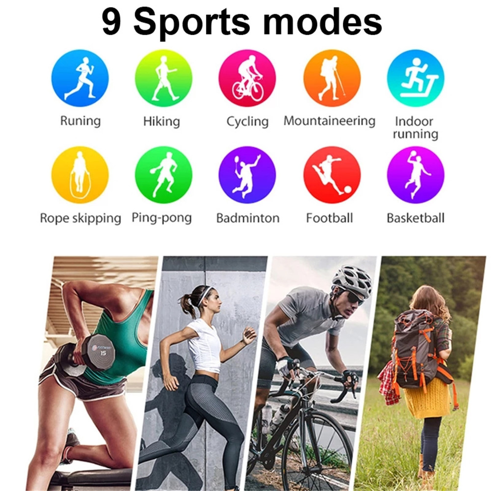 Bluetooth Smart Watch Fitness Tracker 1.44 Touch Screen Waterproof Smartwatch Sports for iOS Android Black