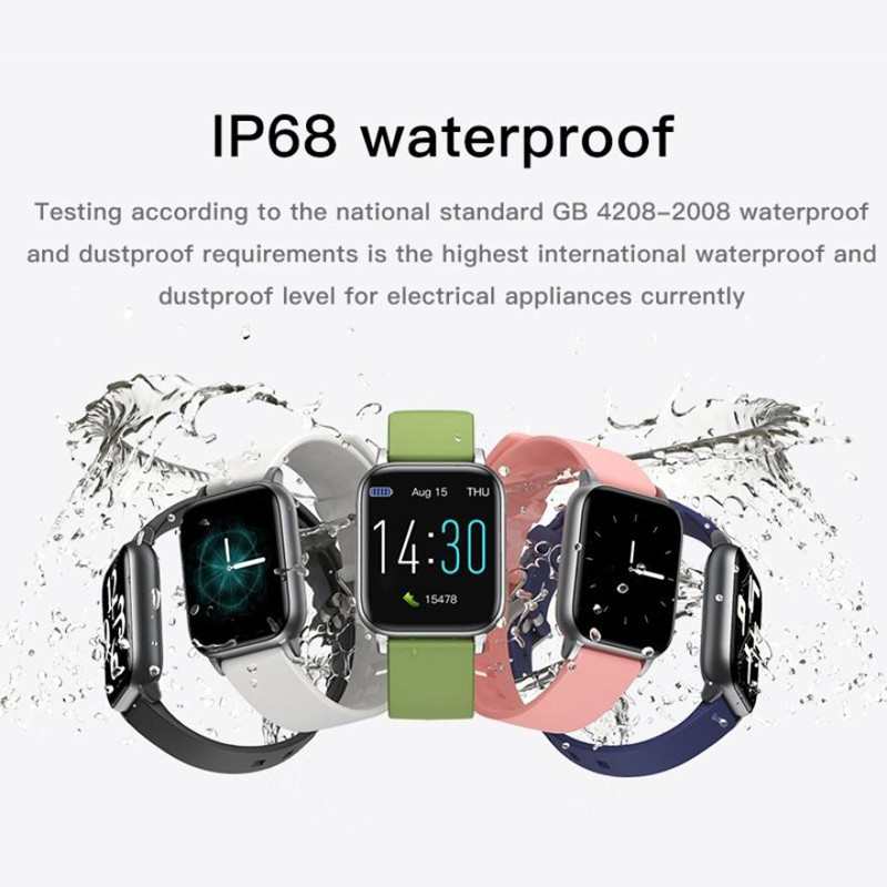 (Blue) Smart Watch Women Men Blood Pressure Heart Rate Health Watch Thermometer Step Waterproof Sports Smartwatch
