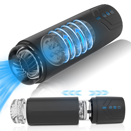 Automatic Male Masturbator Penis Pump Pocket Pussy Strokers 2 in 1 Sex Toys for Men Electric Orgasm Vibrator Adult Machine with 7 Rotation and 7 Suction Modes Waterproof Black