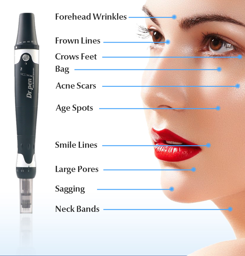 Dr.pen A7 Derma Pen Professional Microneedling Auto Pen Electric Microneedle Pen Beauty Machine Skin Repair Needling Tool Kit for Anti-aging Acne Scars Wrinkles Speed with 12pcs 12-Pin Cartridges
