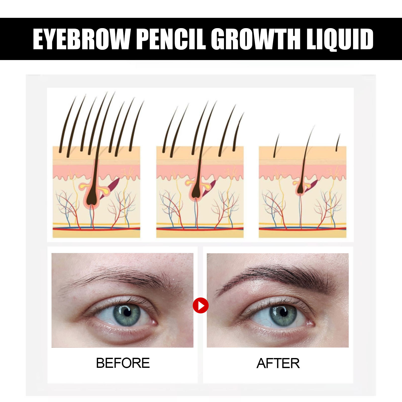 Eyebrow Growth Solution Liquid Eyebrow Growth Serum Thick Eyebrow Nourish Essence Enhancer 30ml