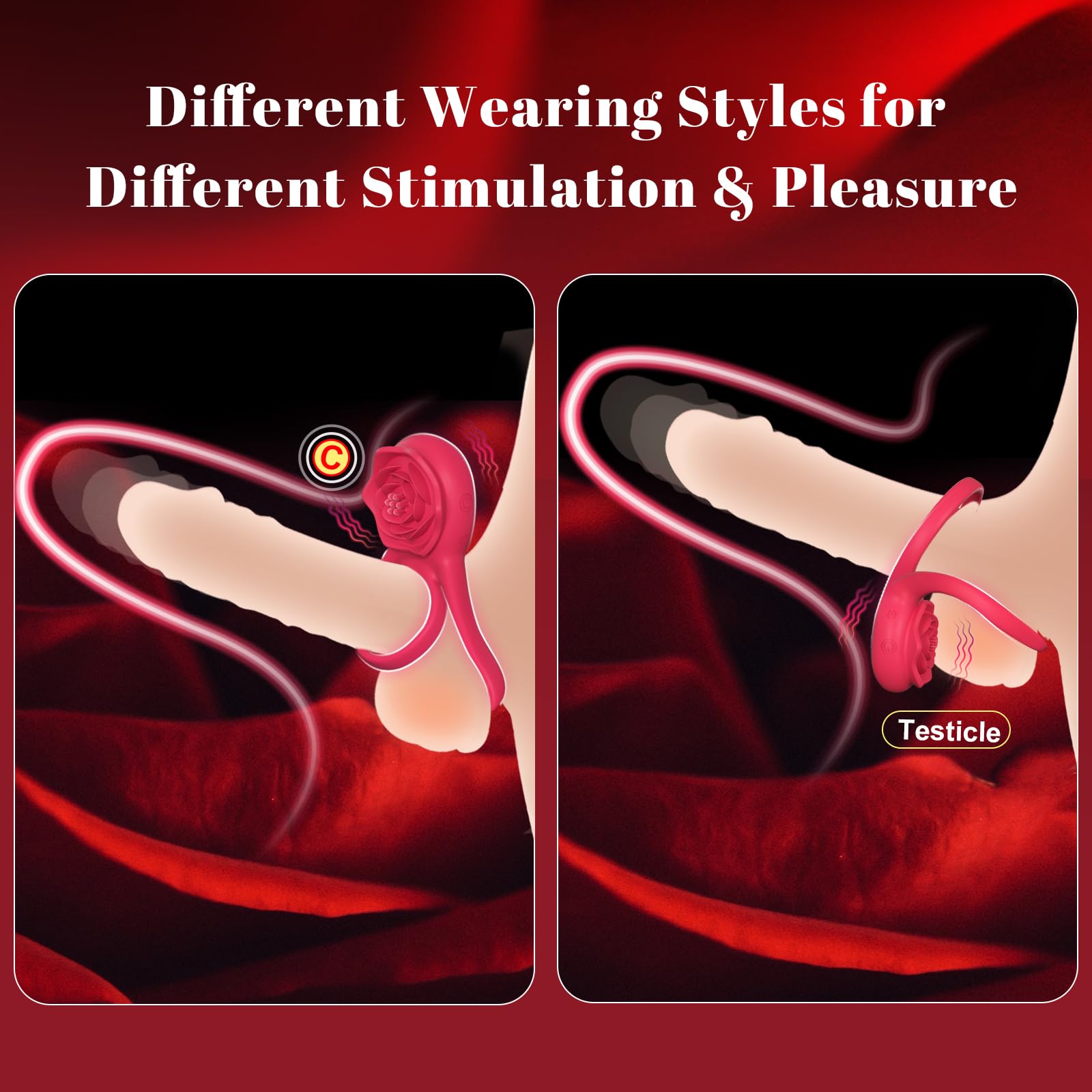 Vibrating Cock Ring with Nipple Clitoral Stimulator Pleasure Penis Ring Vibrator Adult Sex Toys for Couples Men Women Delay Lick Vagina