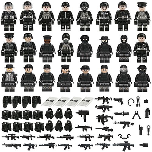 24PCS Mini Figures Building Kit Mini Action Figures Military Weapons Accessories Puzzle Games