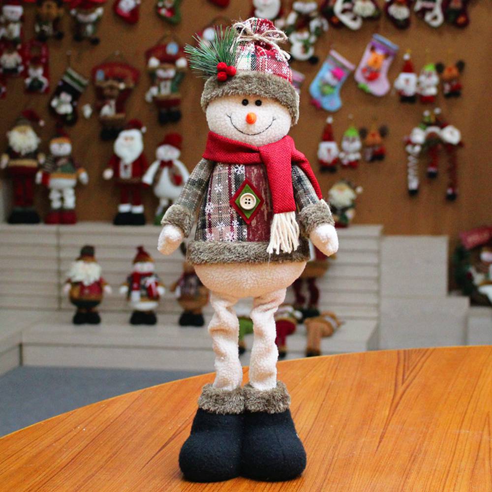 (Santa) Standing Christmas Plush Dolls 55cm Large Xmas Decoration Santa Snowman Elk Dolls Free Standing Ornament Home Christmas Animals Gingham Christmas Hang Decorations UK
