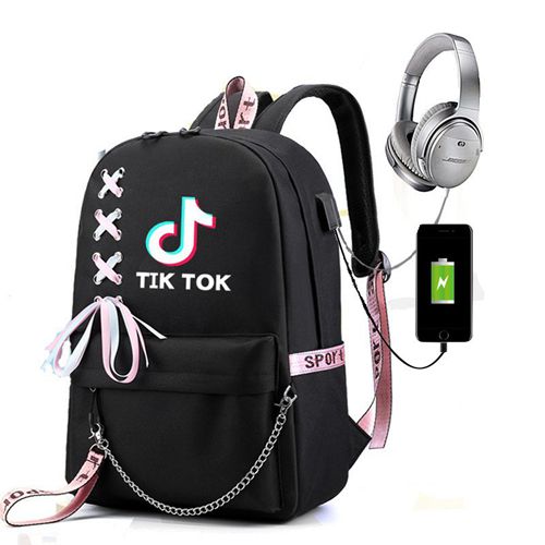 (X Pattern & Logo) TikTok Backpack | School Rucksack